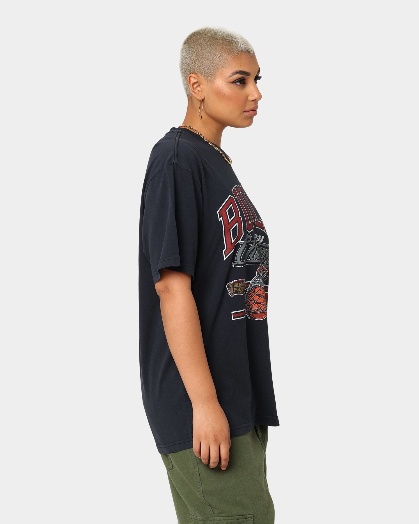 Mitchell & Ness Chicago Bulls Hoop T-Shirt Faded Black Style001