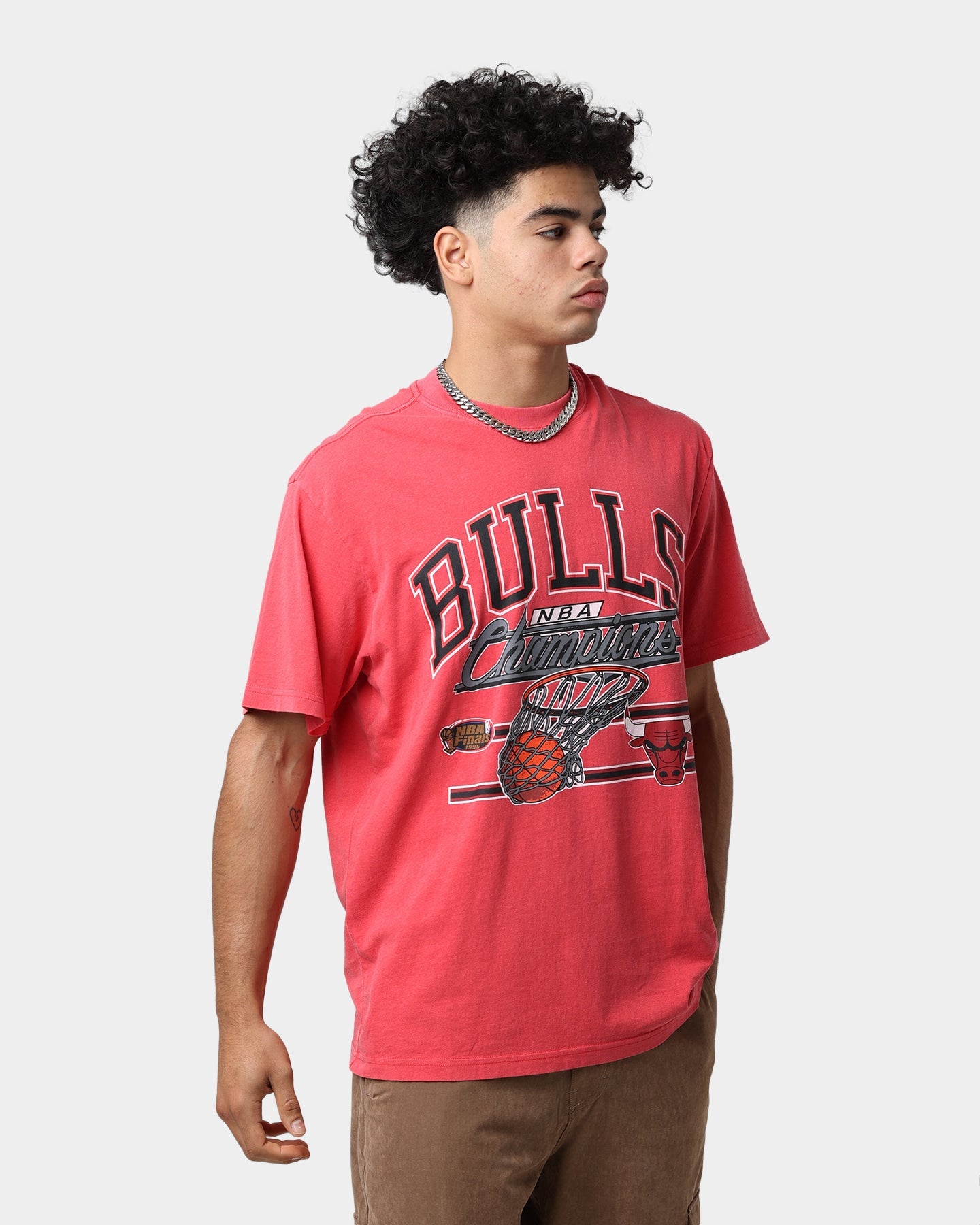 Mitchell & Ness Chicago Bulls Hoop T-Shirt Faded Red