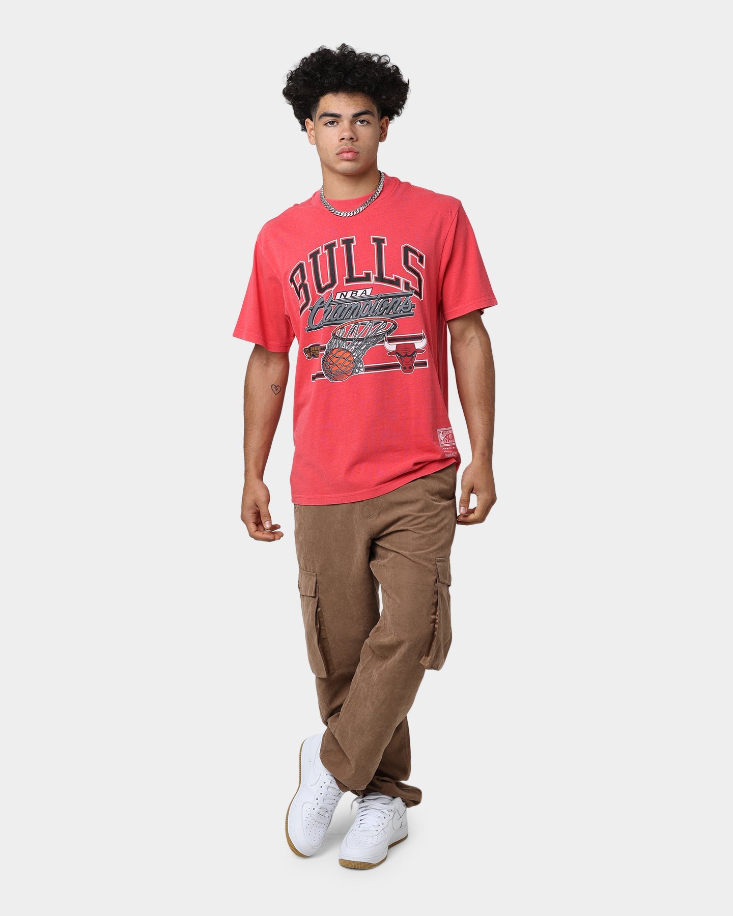 Mitchell & Ness Chicago Bulls Hoop T-Shirt Faded Red