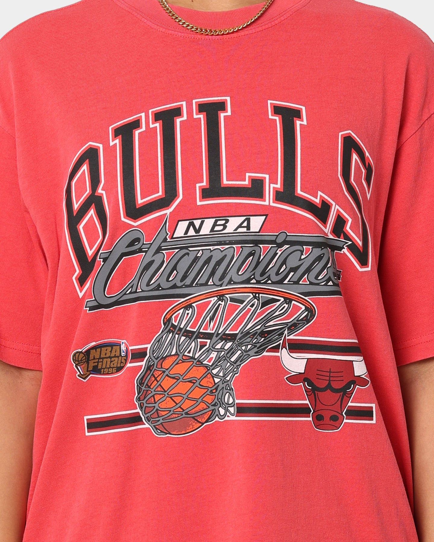 Mitchell & Ness Chicago Bulls Hoop T-Shirt Faded Red Style001