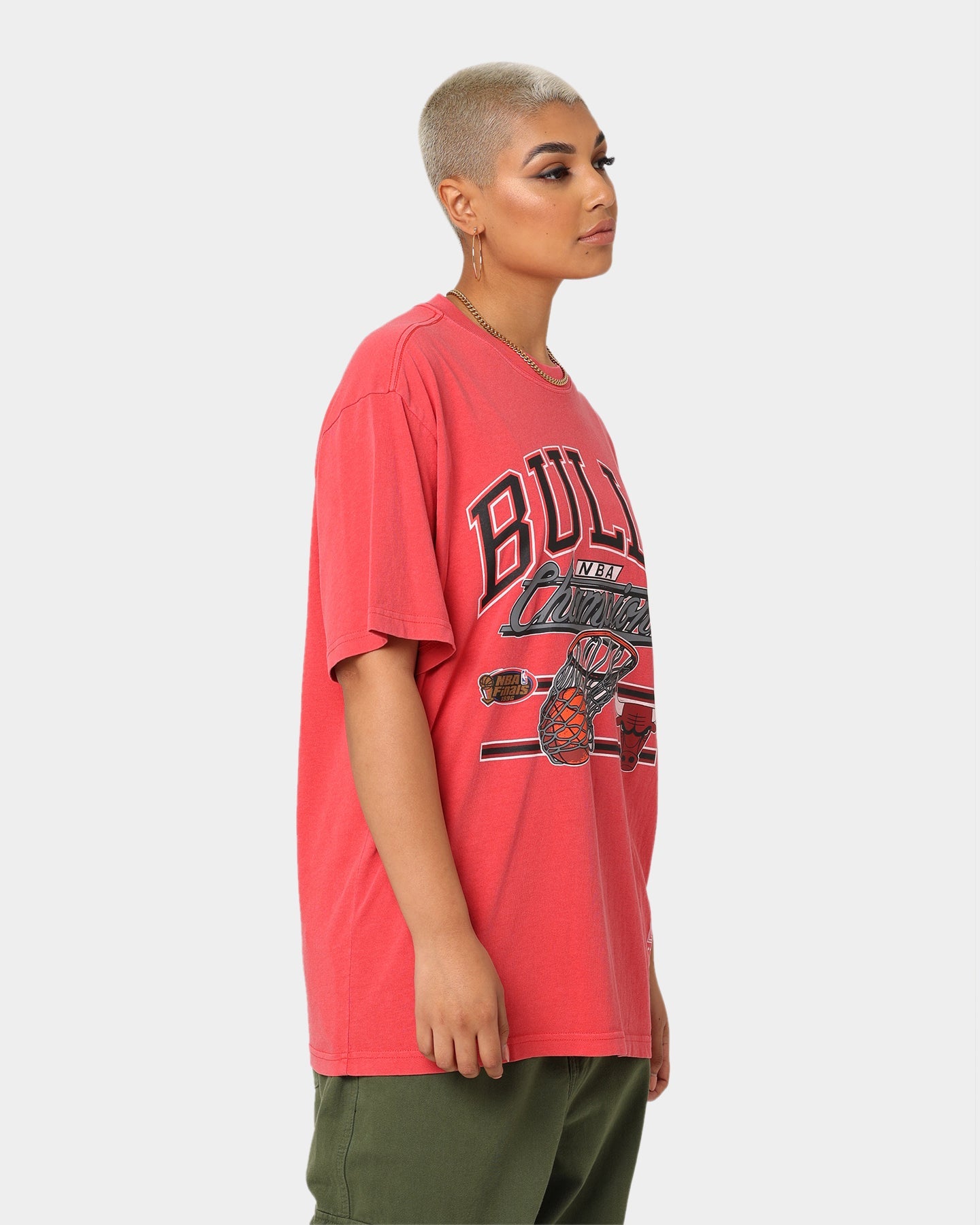Mitchell & Ness Chicago Bulls Hoop T-Shirt Faded Red Style001