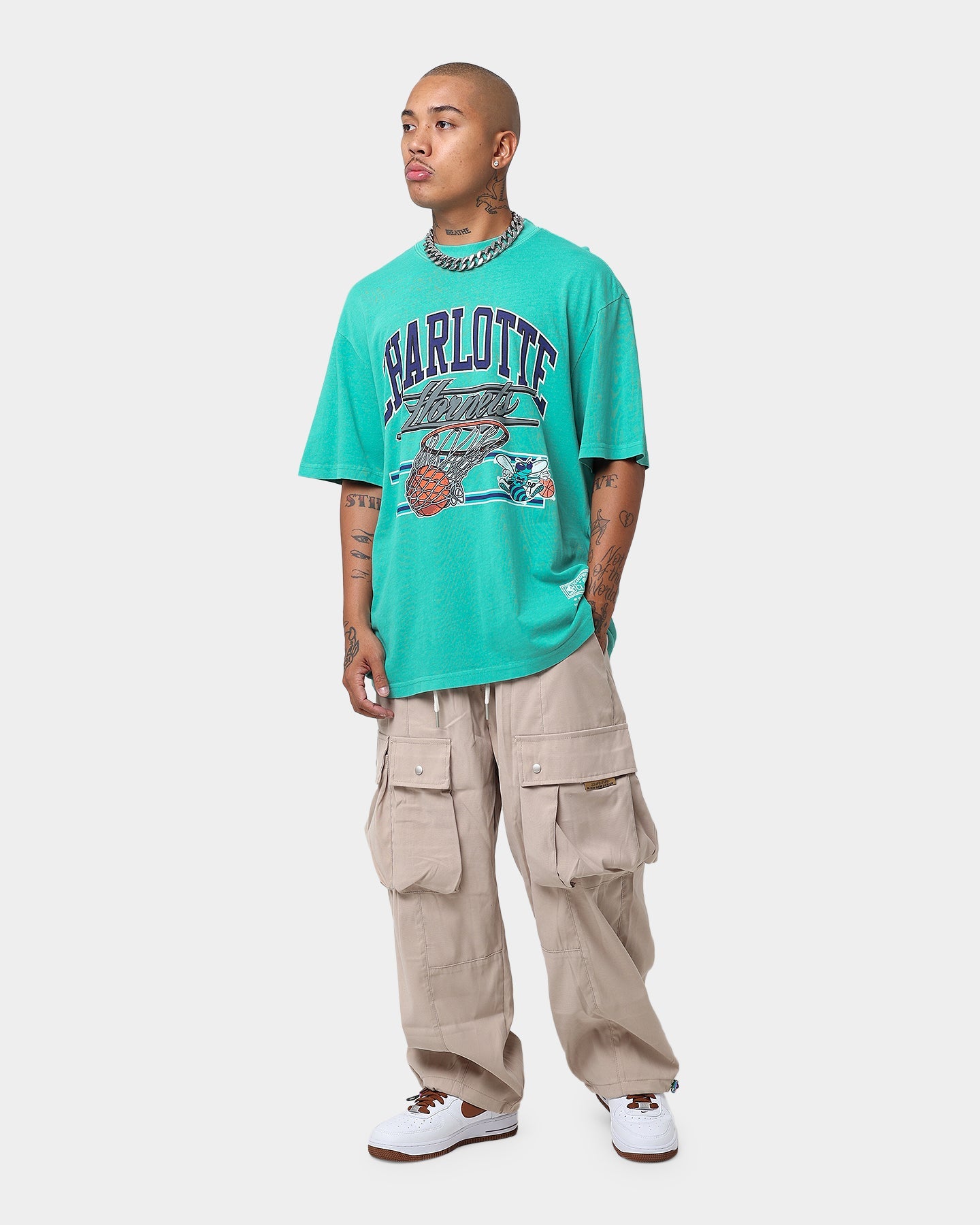 Mitchell & Ness Charlotte Hornets Hoop T-Shirt Faded Teal