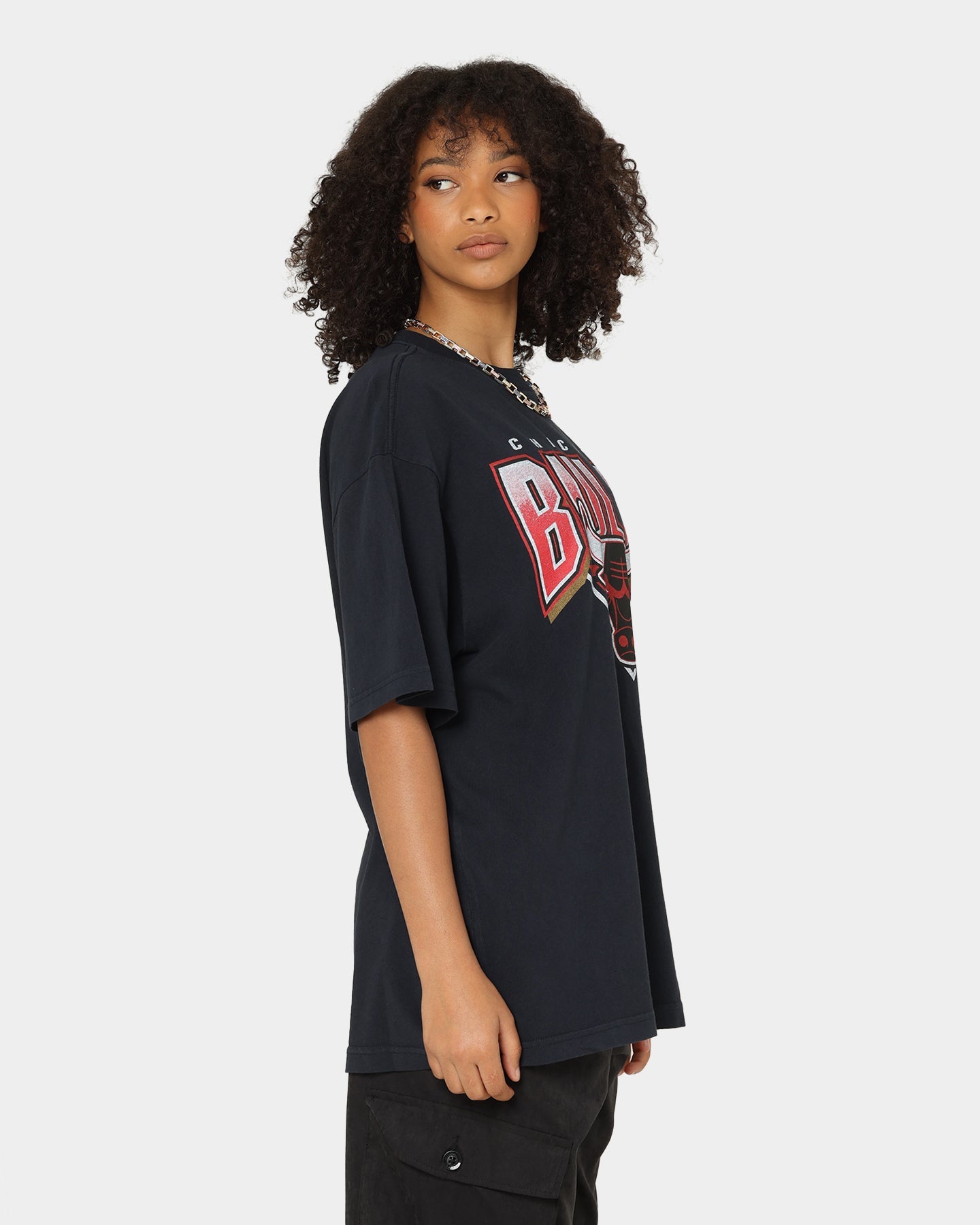 Mitchell & Ness Chicago Bulls Metallic Shadow T-Shirt Faded Black Style001