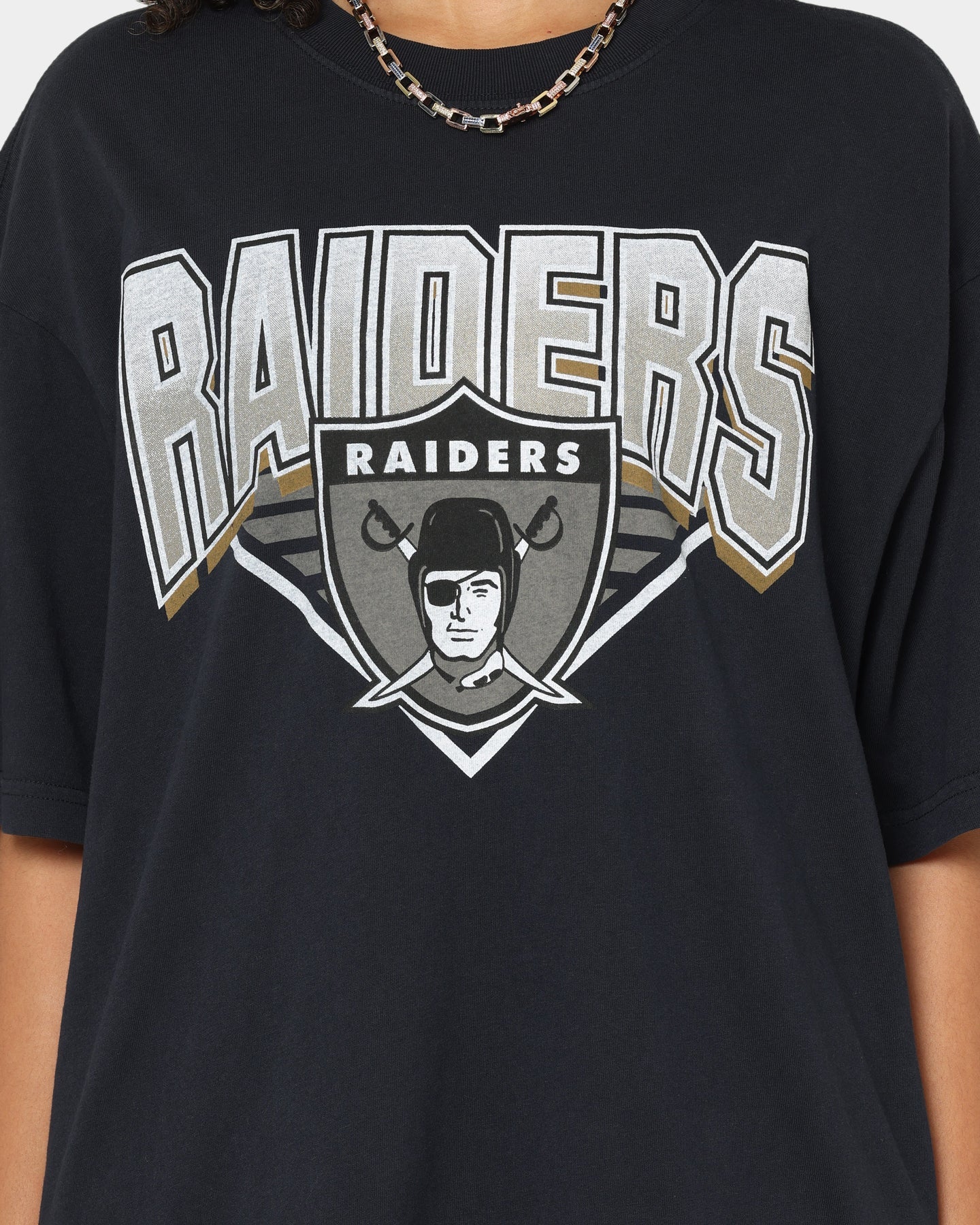 Mitchell & Ness Las Vegas Raiders Metallic Shadow T-Shirt Faded Black Style001