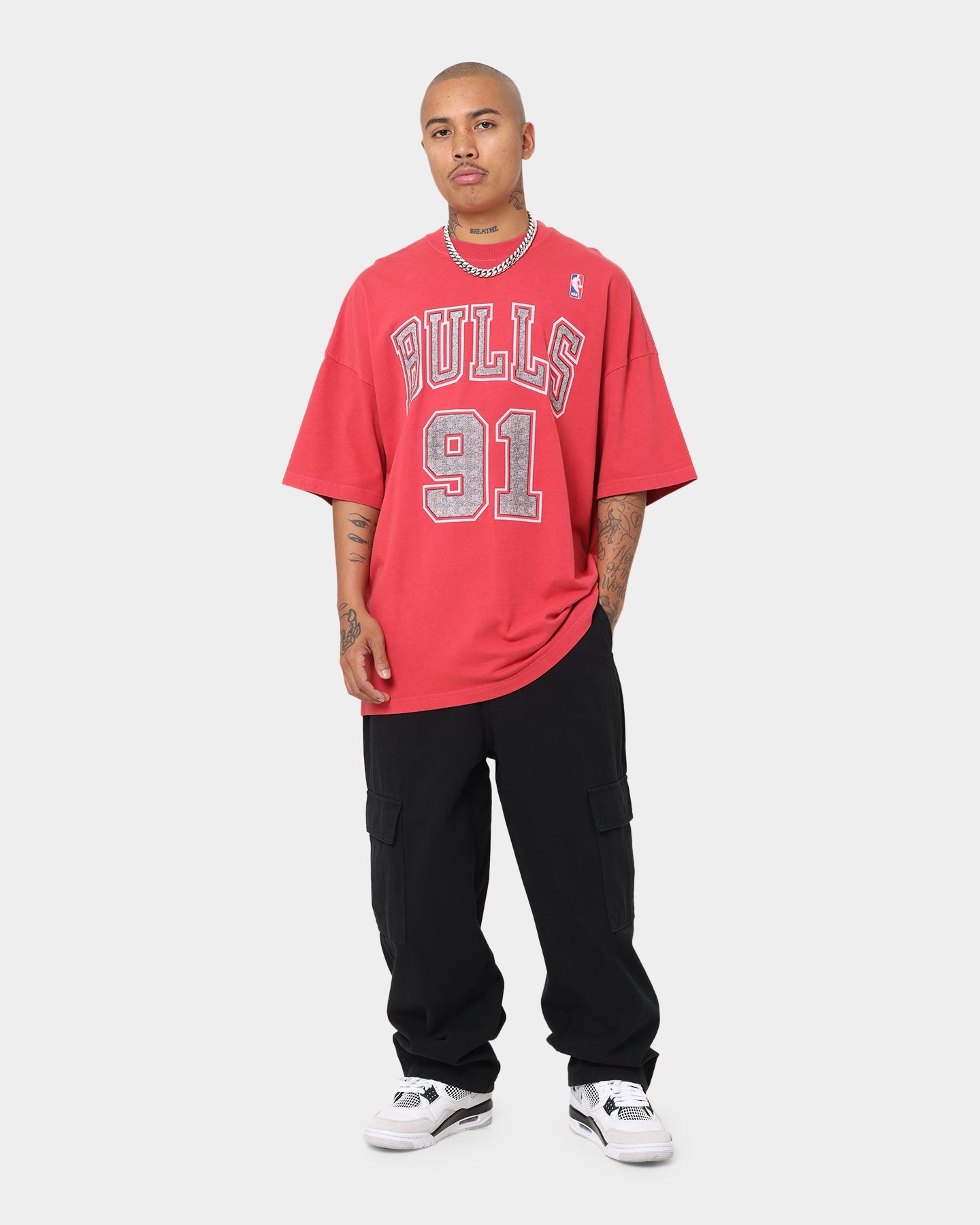Mitchell & Ness Chicago Bulls Dennis Rodman Oversized T-Shirt Faded Red
