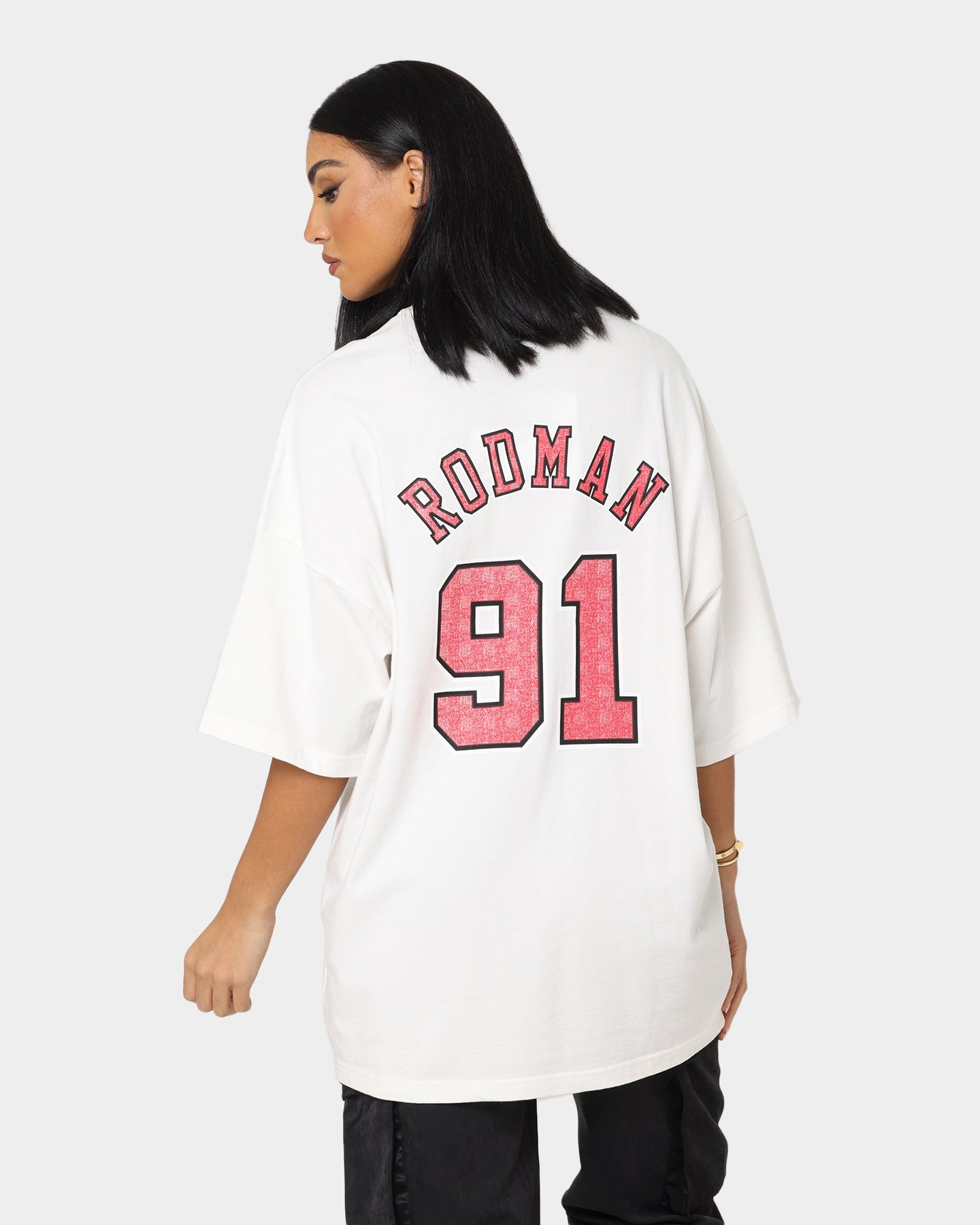 Mitchell & Ness Chicago Bulls Dennis Rodman #91 N & N Oversized T-Shirt Vintage White Style001
