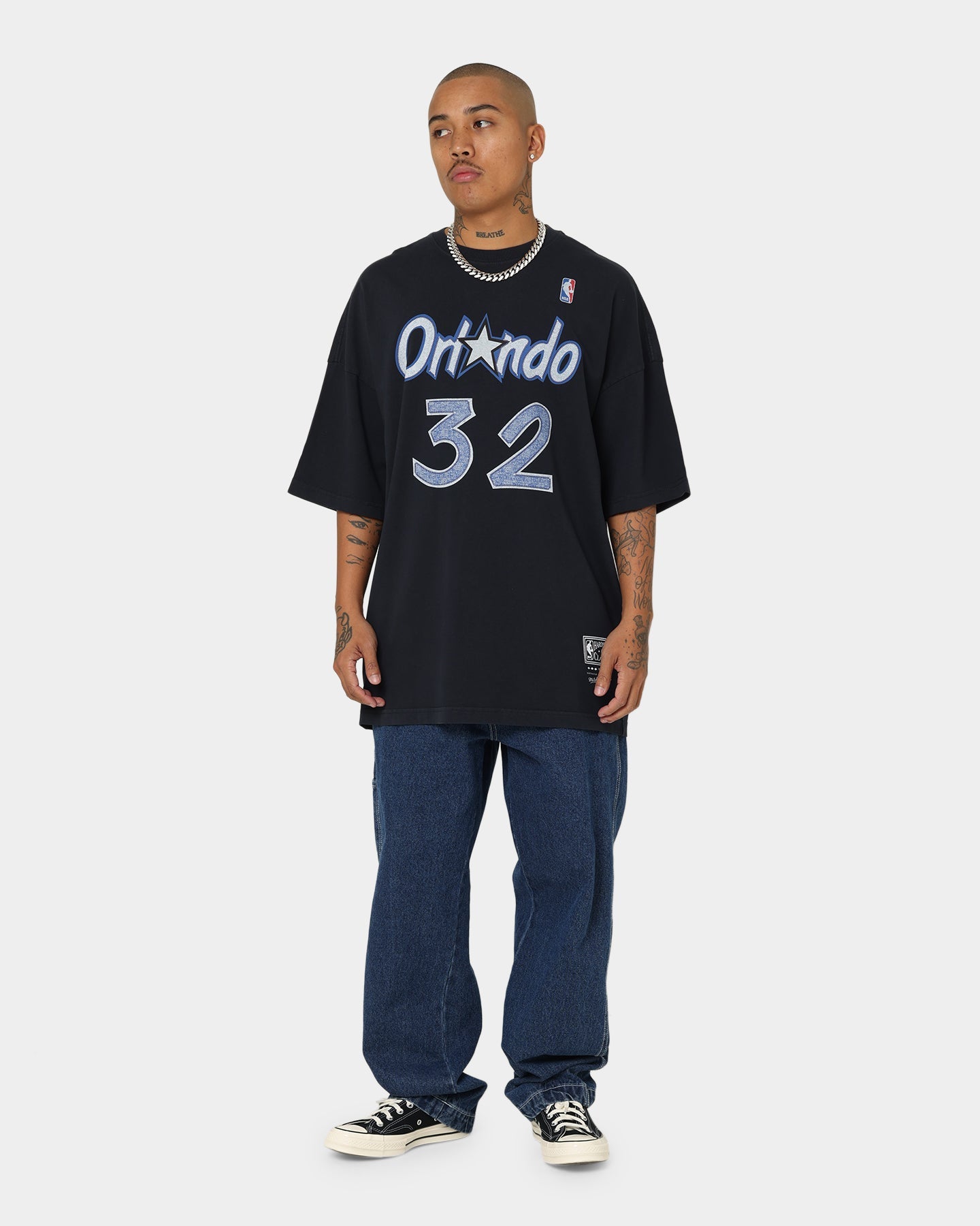 Mitchell & Ness Orlando Magic Shaquille O'Neal #32 N & N Oversized T-Shirt Faded Black