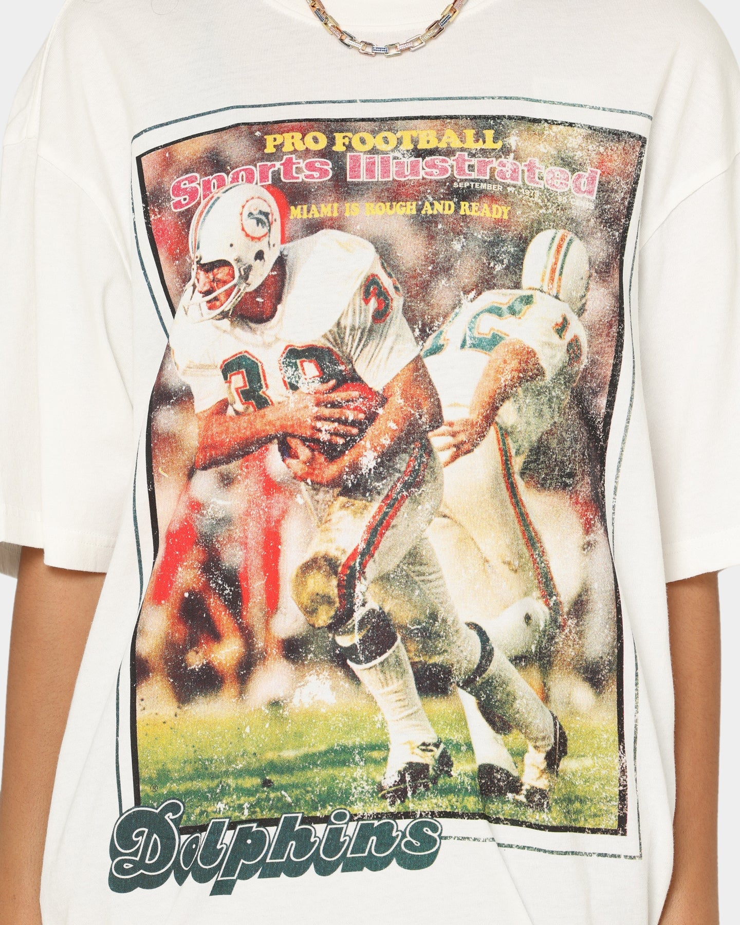 Mitchell & Ness Miami Dolphins Sports Illustrated T-Shirt Vintage White Style001