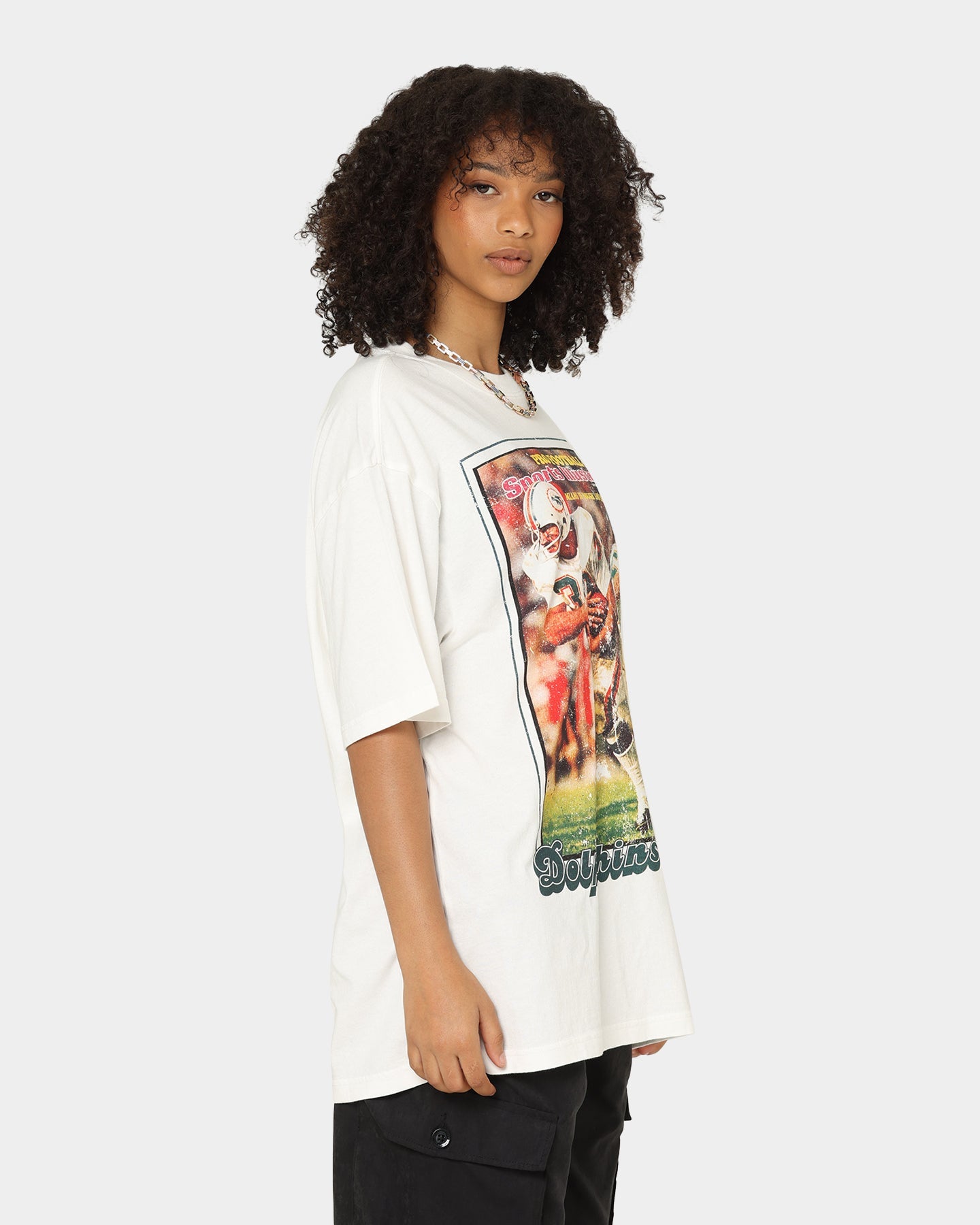 Mitchell & Ness Miami Dolphins Sports Illustrated T-Shirt Vintage White Style001