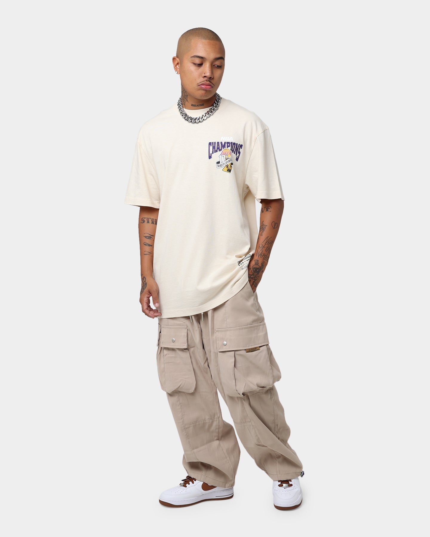 Mitchell & Ness Los Angeles Lakers Tradition T-Shirt Khaki