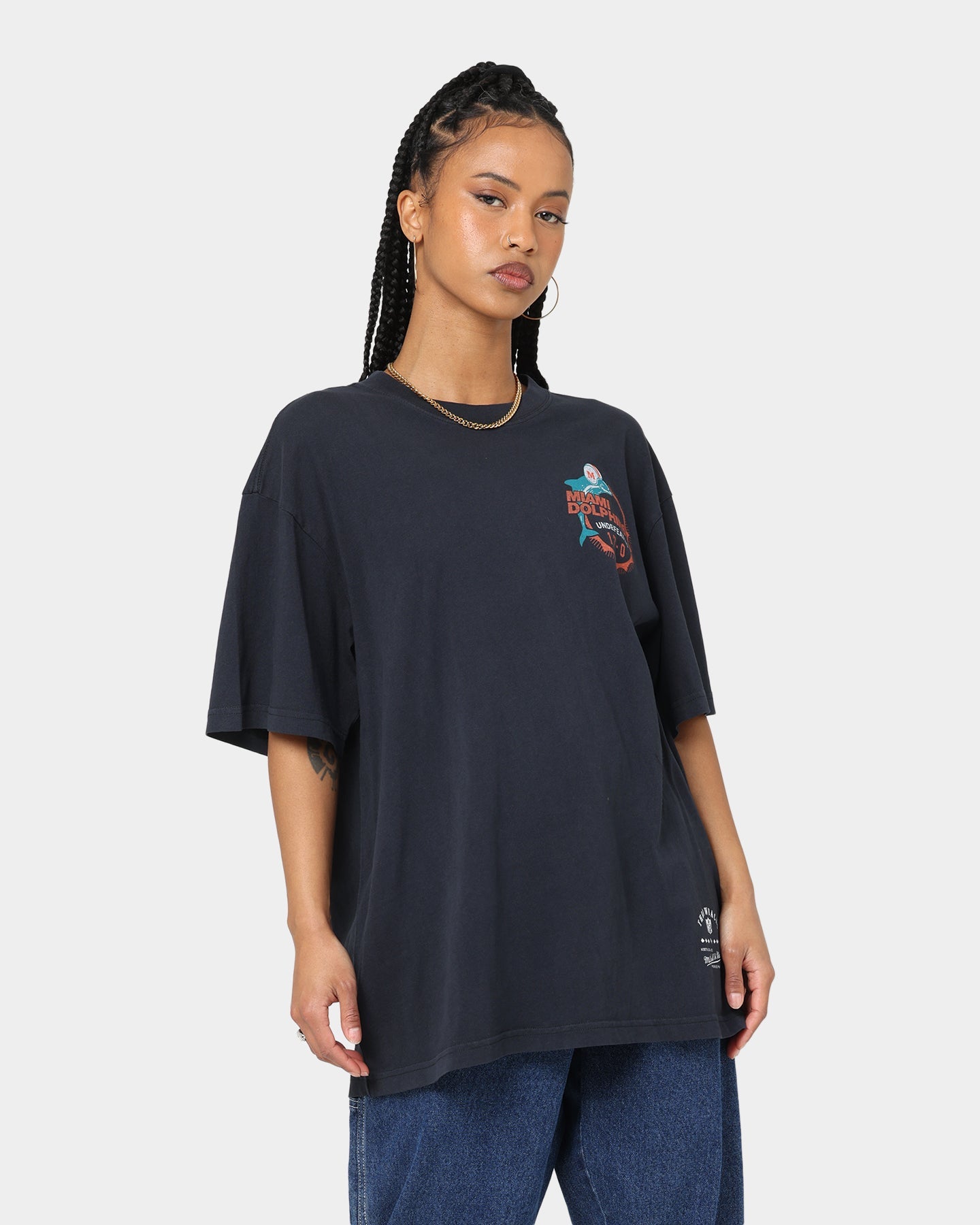 Mitchell & Ness Miami Dolphins Undefeated Vintage T-Shirt Faded Black Style001