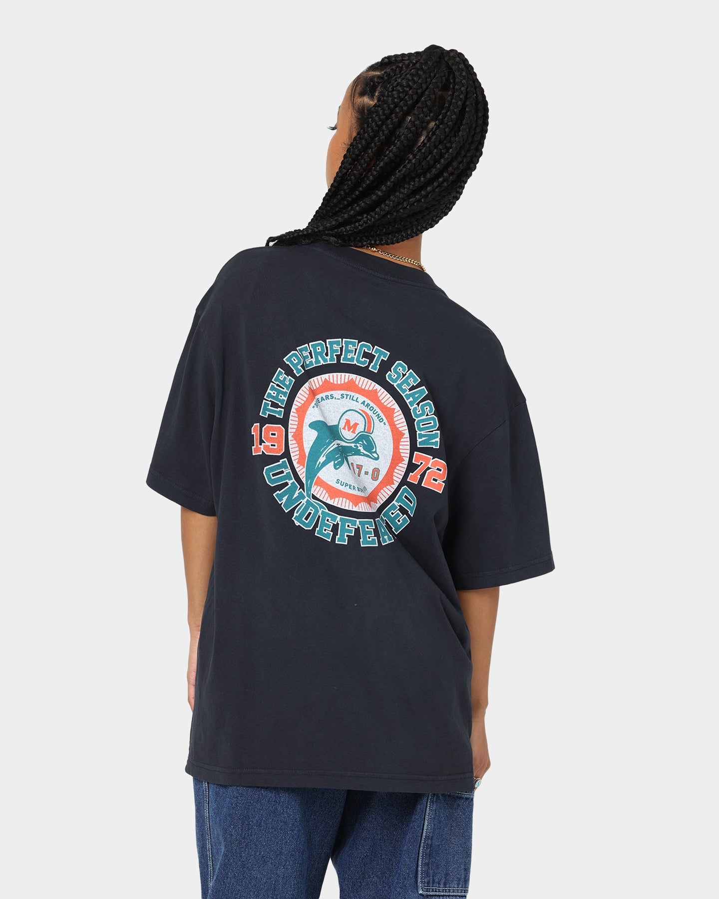 Mitchell & Ness Miami Dolphins Undefeated Vintage T-Shirt Faded Black Style001