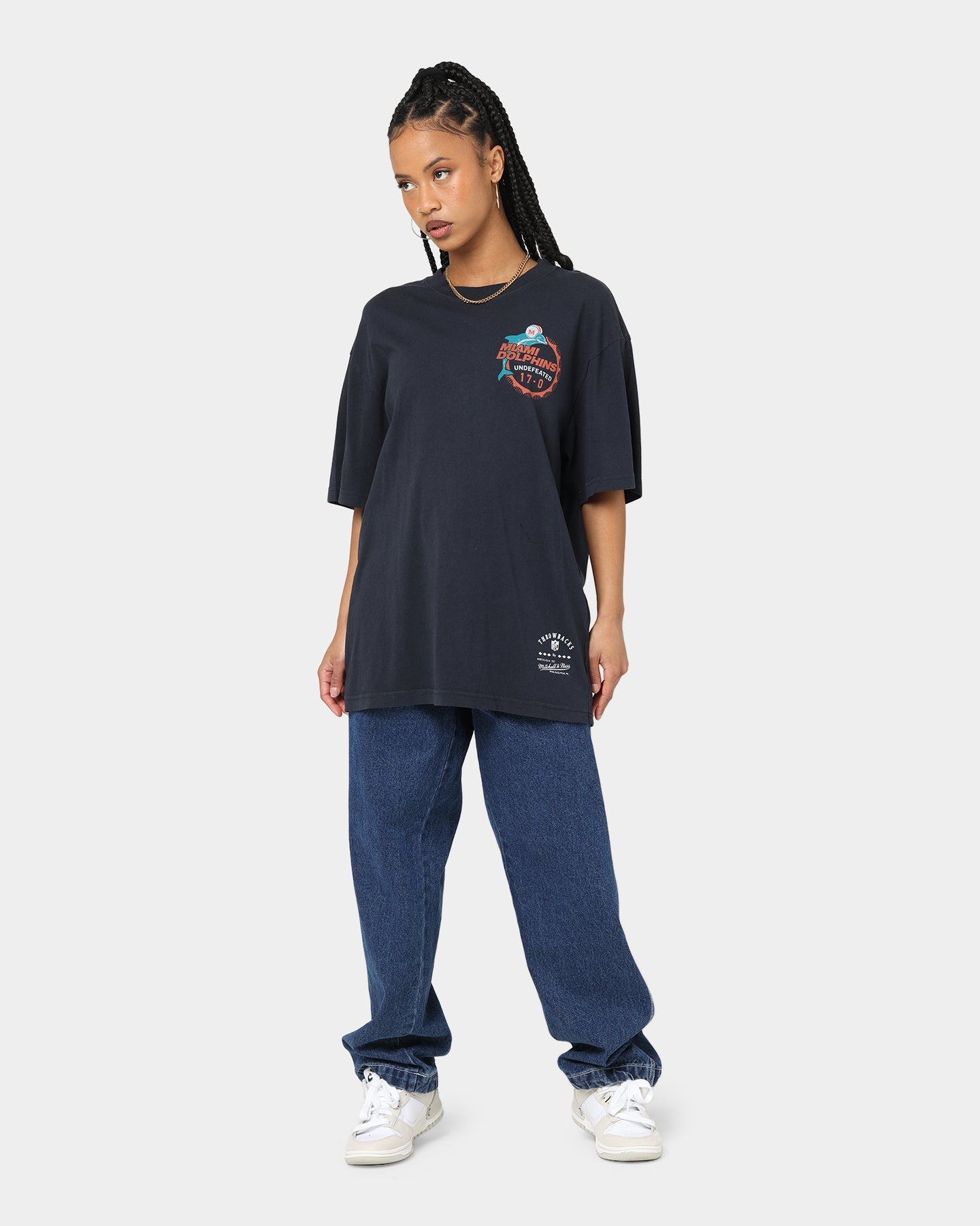Mitchell & Ness Miami Dolphins Undefeated Vintage T-Shirt Faded Black Style001
