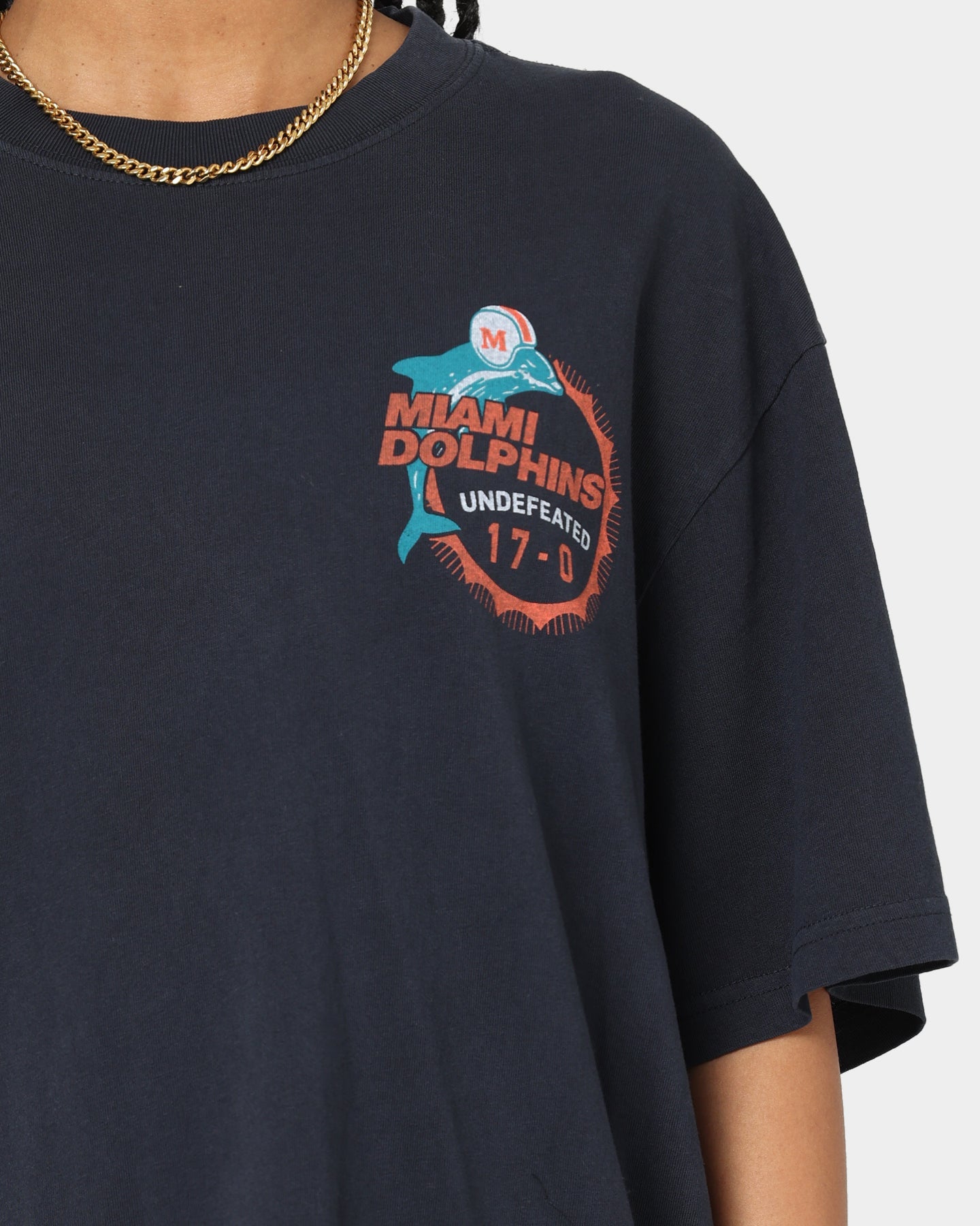 Mitchell & Ness Miami Dolphins Undefeated Vintage T-Shirt Faded Black Style001
