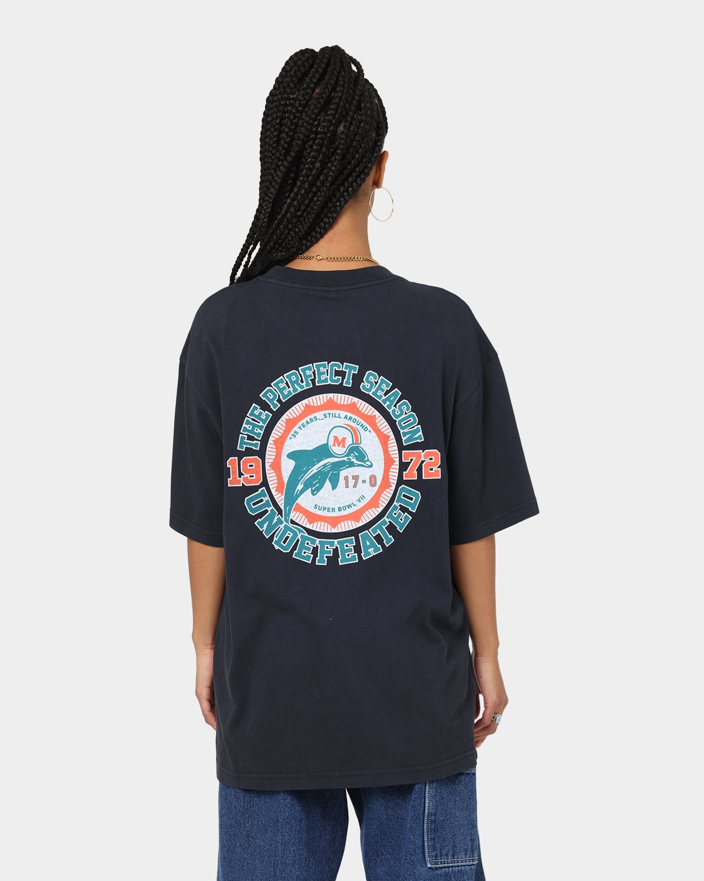 Mitchell & Ness Miami Dolphins Undefeated Vintage T-Shirt Faded Black Style001