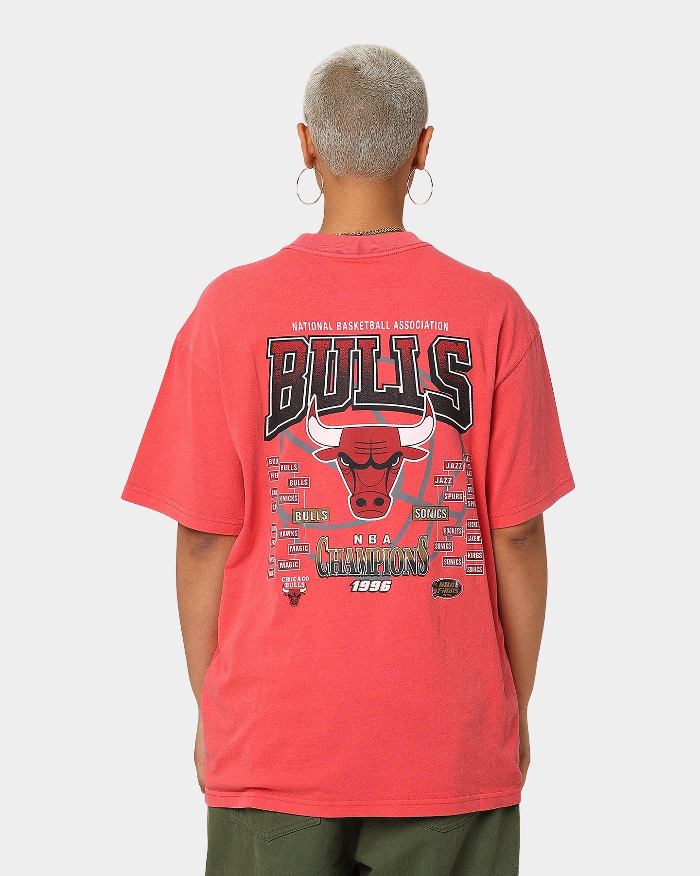 Mitchell & Ness Finals Chicago Bulls Finals Vintage T-Shirt Faded Red Style001