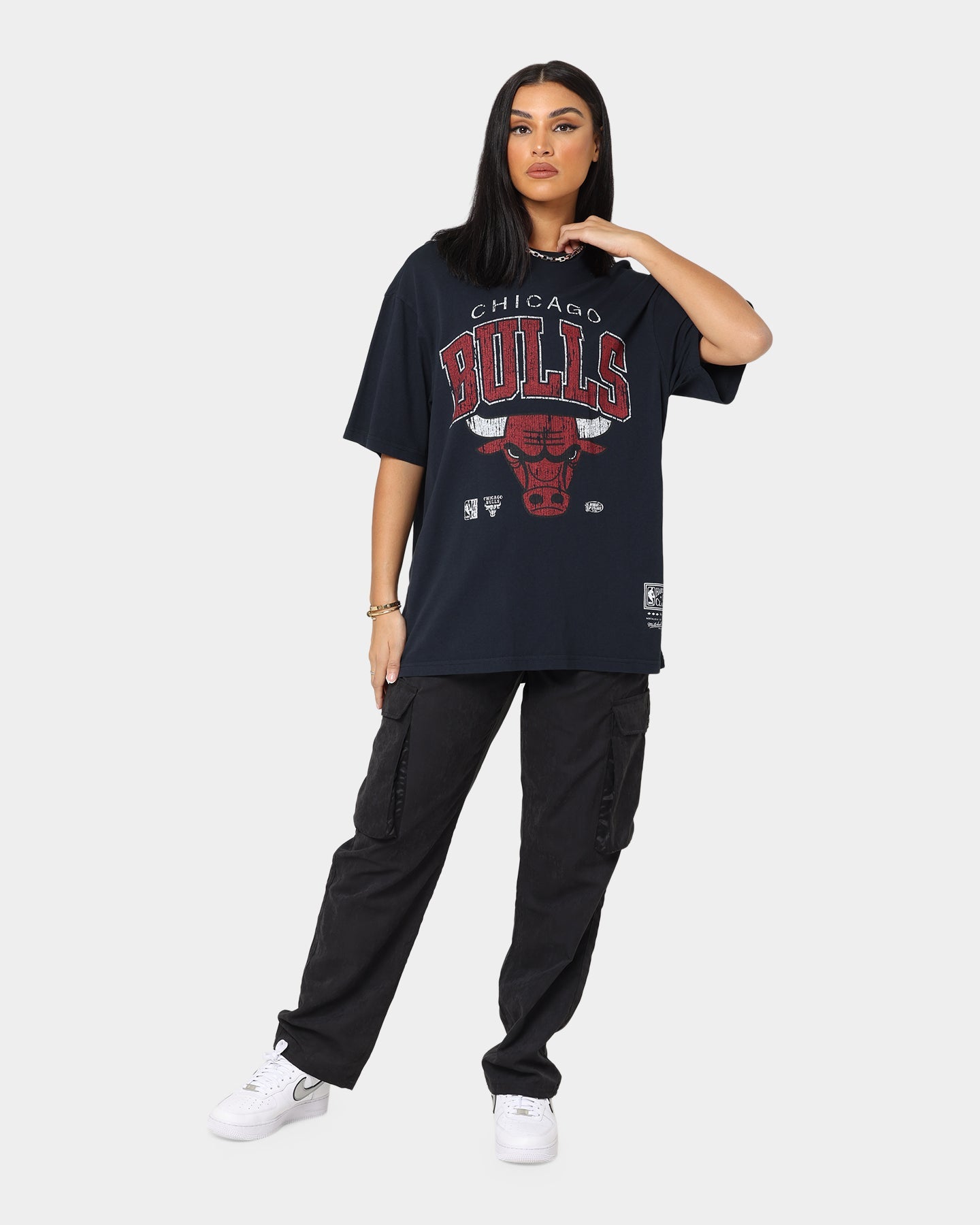 Mitchell & Ness Chicago Bulls XL Arch Vintage T-Shirt Faded Black Style001
