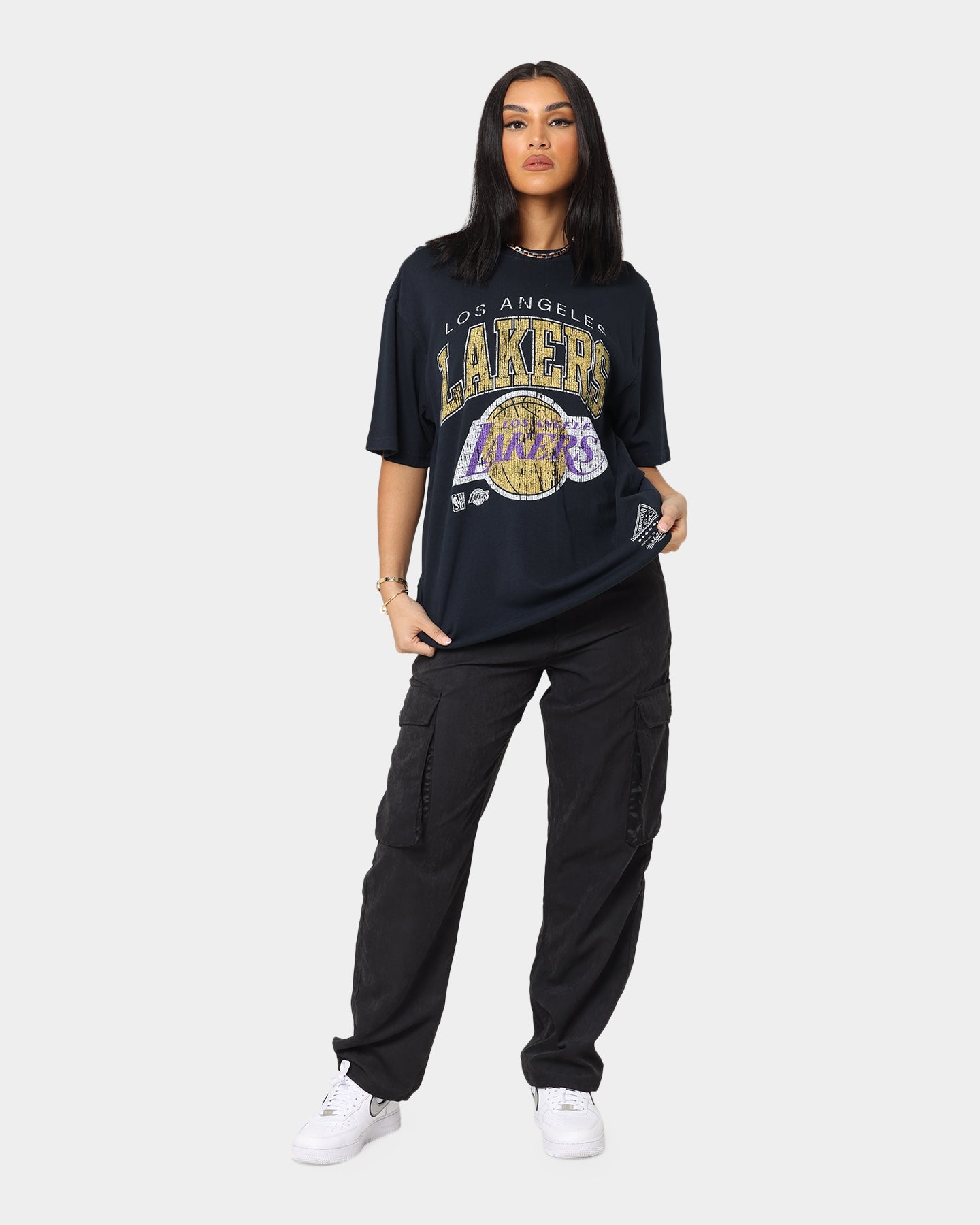 Mitchell & Ness Los Angeles Lakers XL Arch Vintage T-Shirt Faded Black Style001