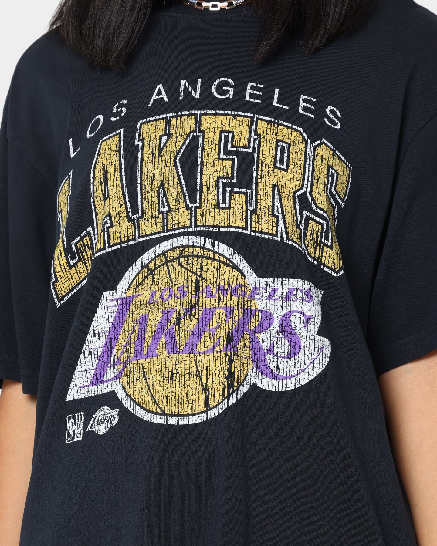 Mitchell & Ness Los Angeles Lakers XL Arch Vintage T-Shirt Faded Black Style001