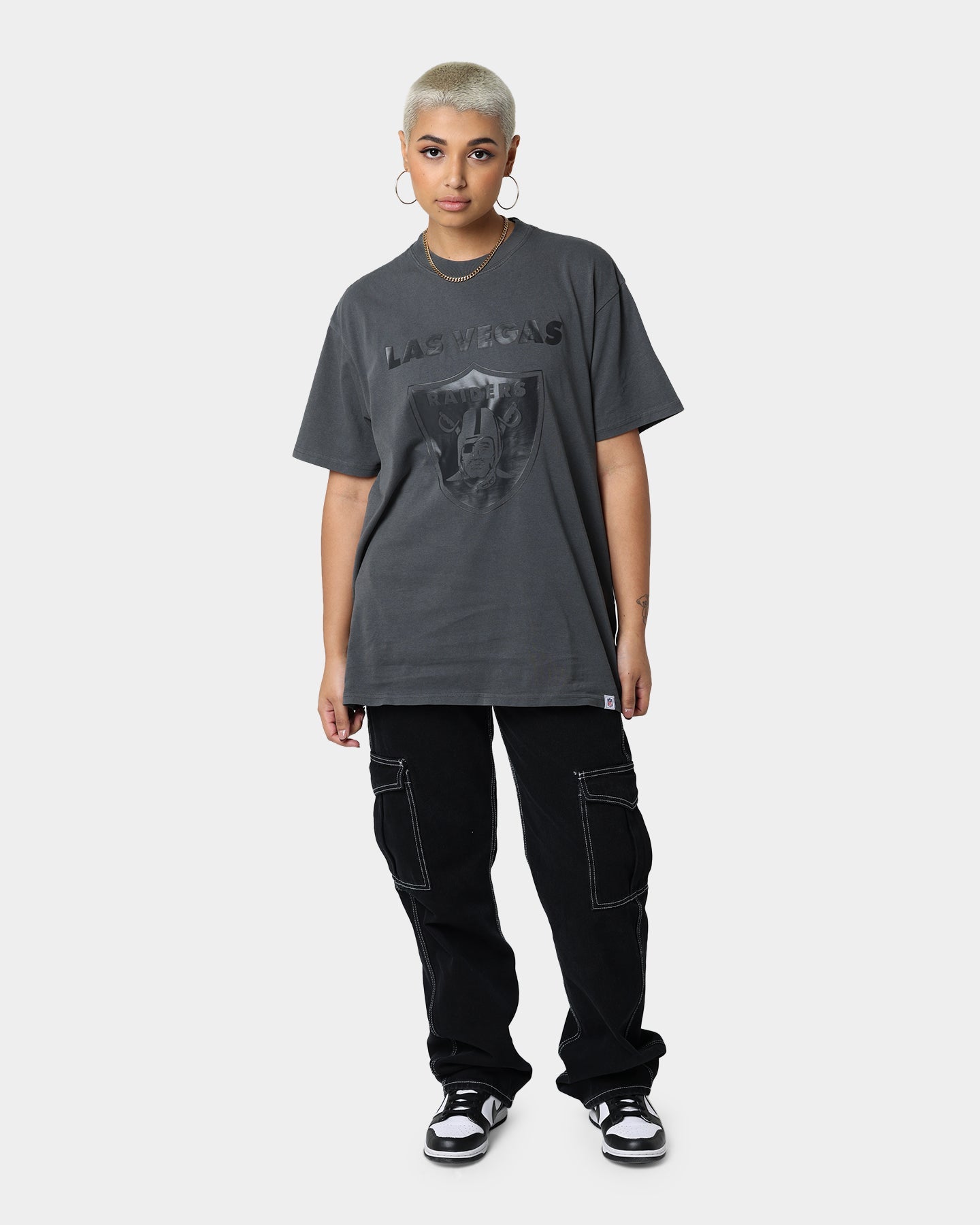 Majestic Athletic Las Vegas Raiders Tonals Logo T-Shirt Gunmetal Style001
