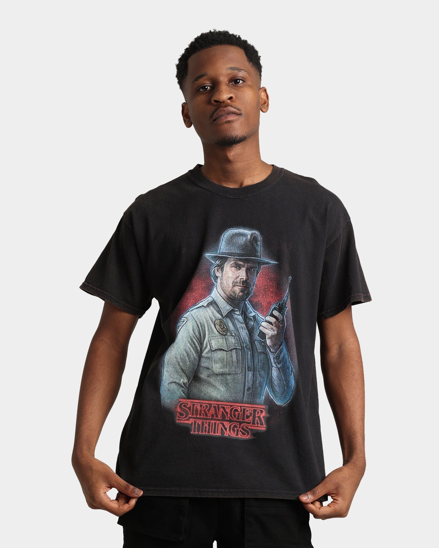 Goat Crew X Stranger Things Chief Hopper Vintage T-Shirt Black Wash