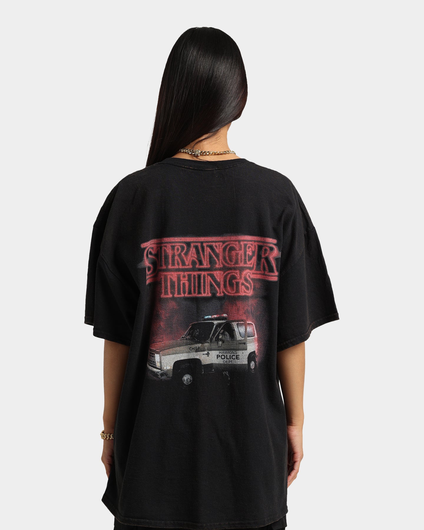 Goat Crew X Stranger Things Chief Hopper Vintage T-Shirt Black Wash Style001
