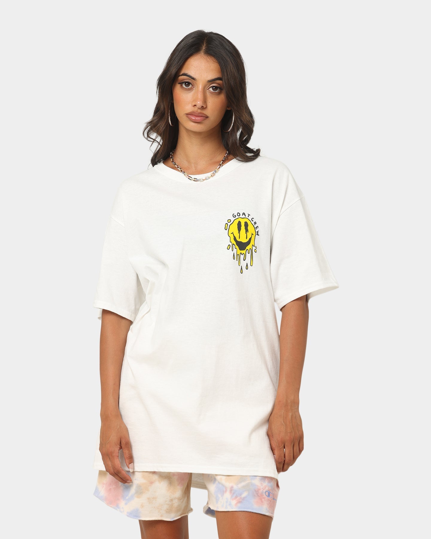 Goat Crew Drippy Smile T-Shirt White Style001