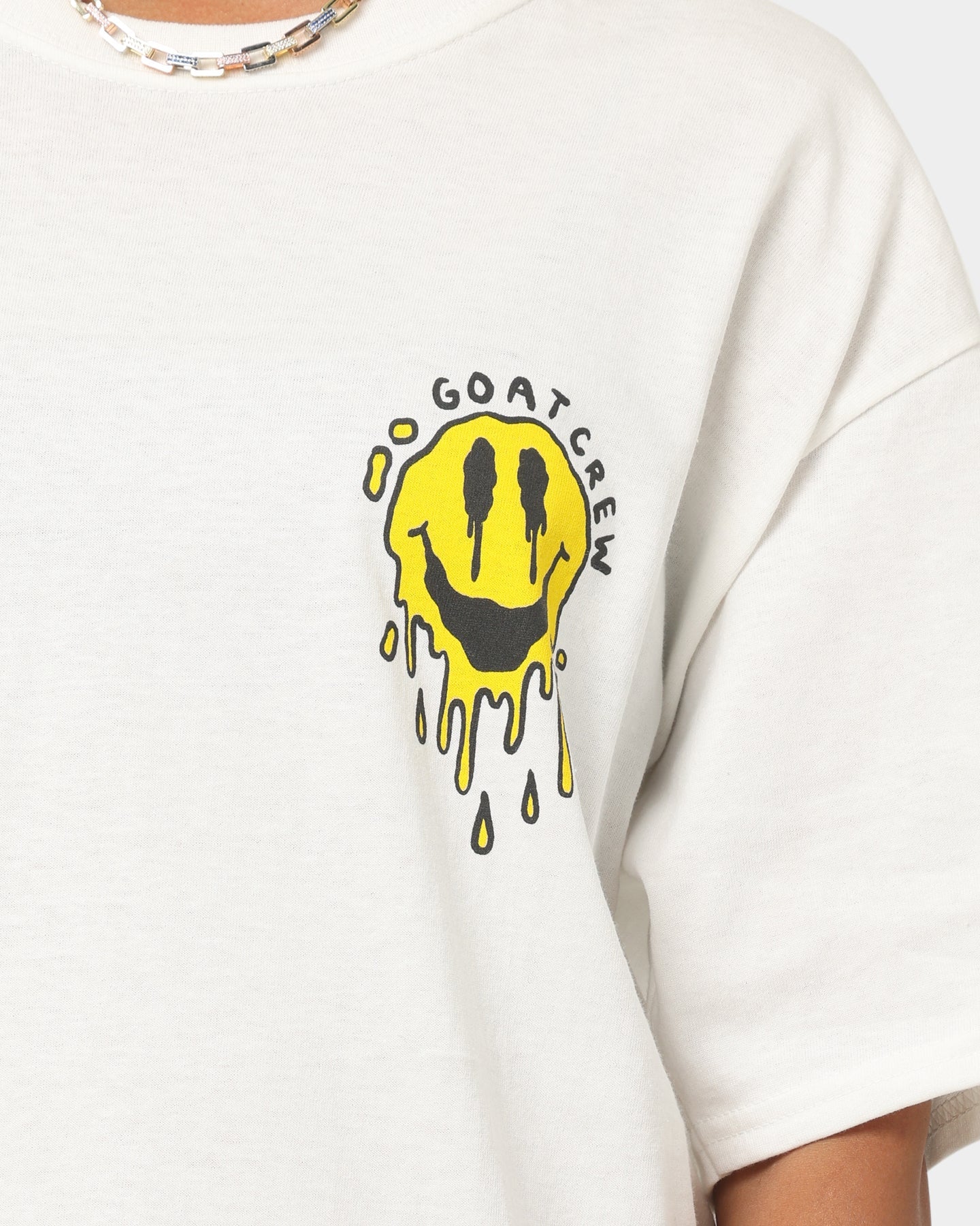 Goat Crew Drippy Smile T-Shirt White Style001