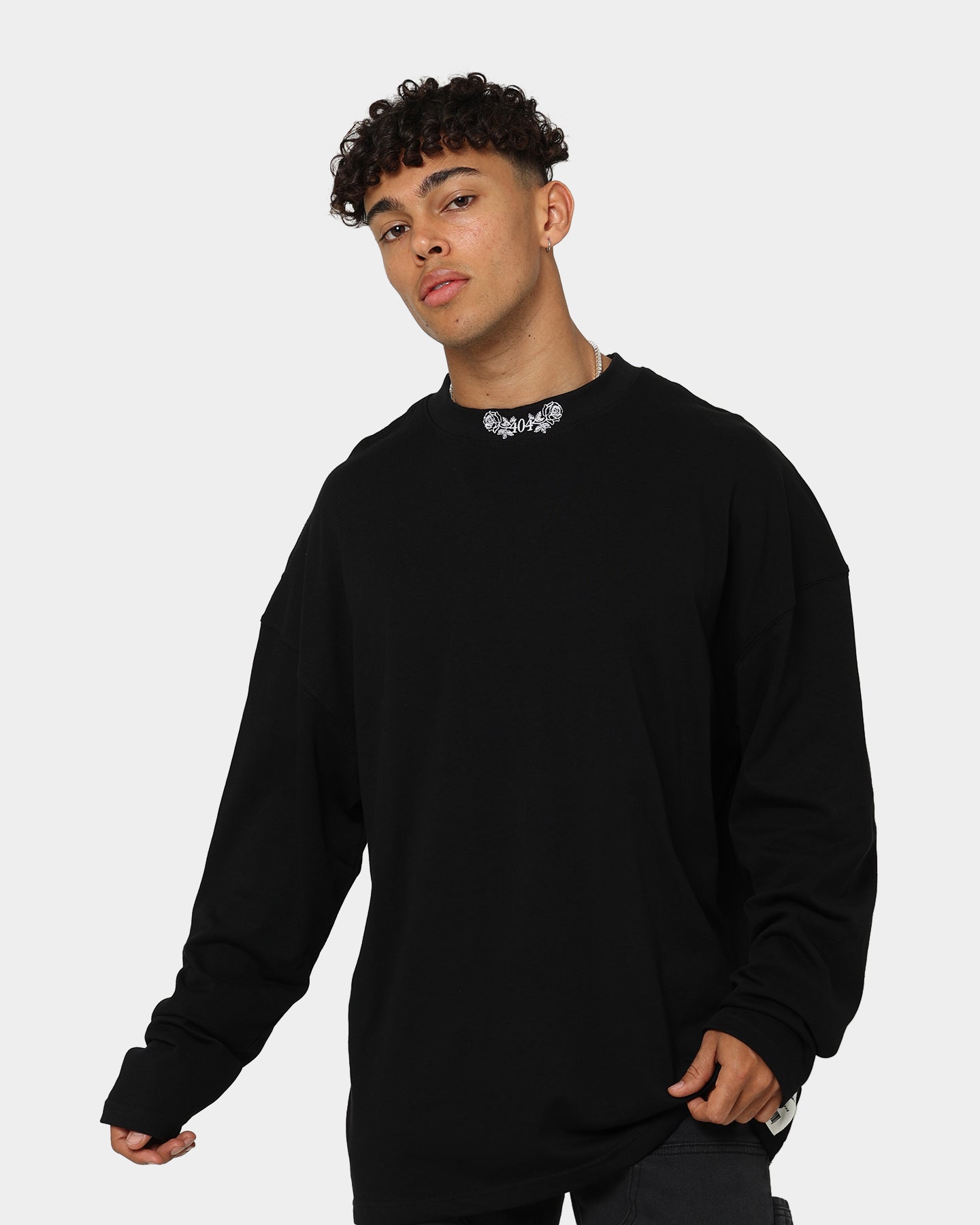 404 High Neck Long Sleeve T-Shirt Black