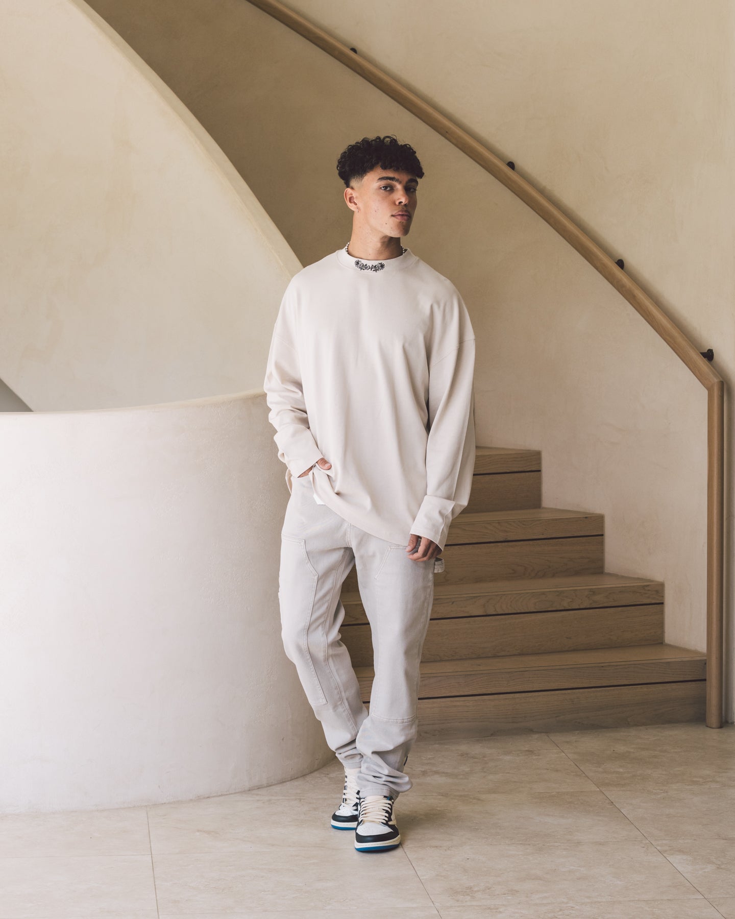 404 High Neck Long Sleeve T-Shirt Stone