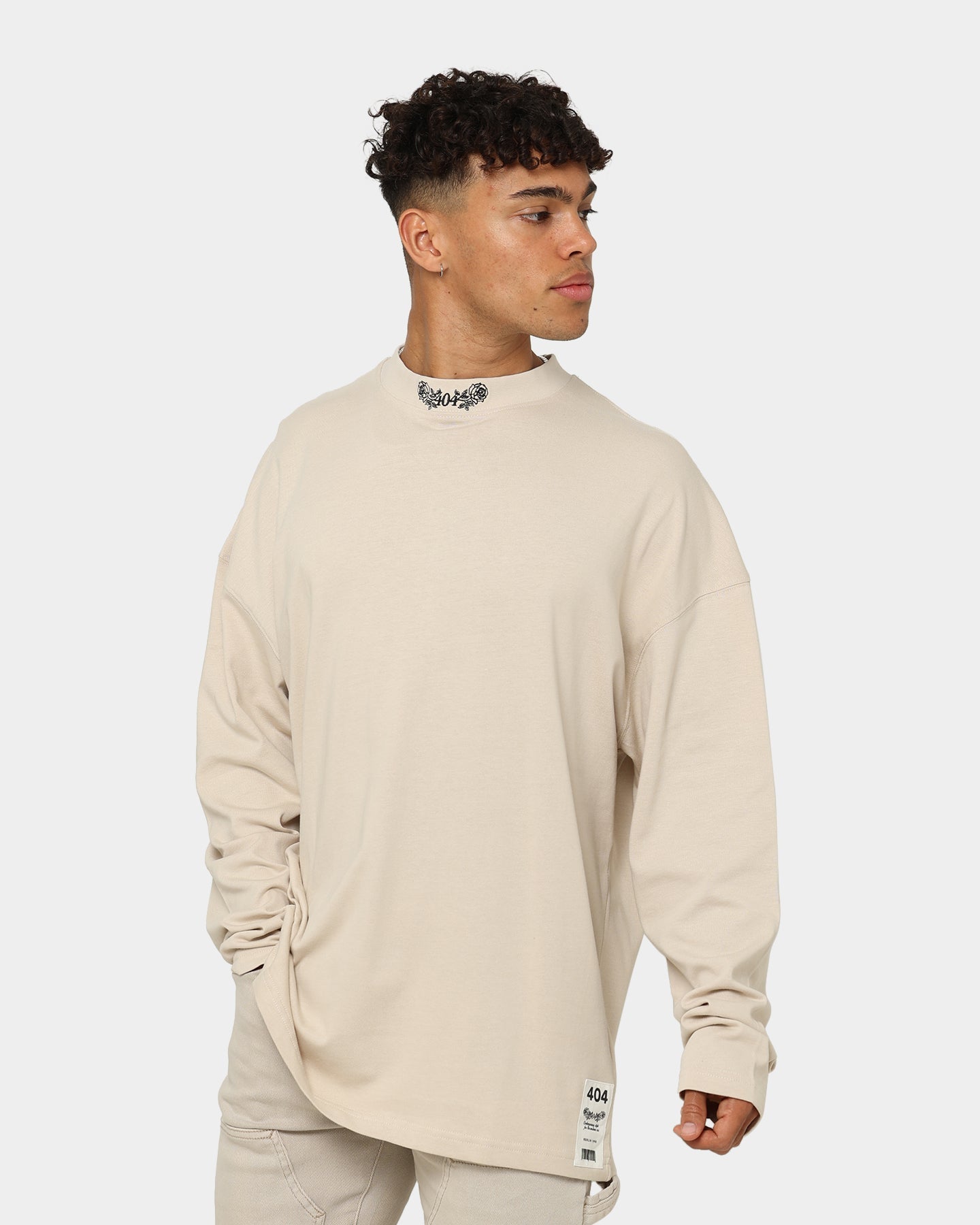 404 High Neck Long Sleeve T-Shirt Stone