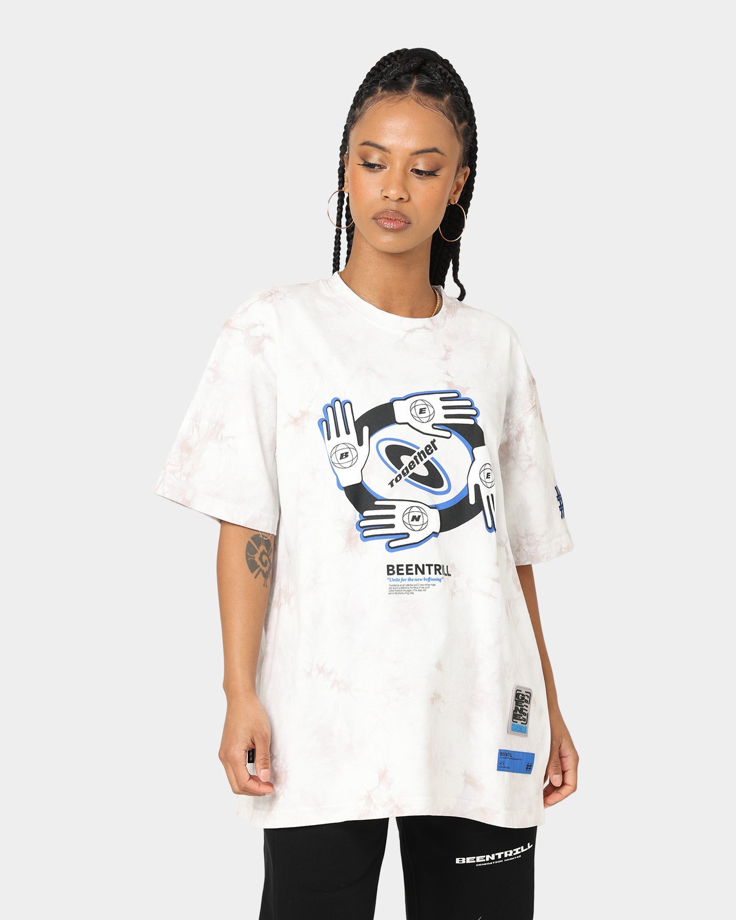 BEENTRILL Together Tie Dye T-Shirt Tie Dye Grey Style001