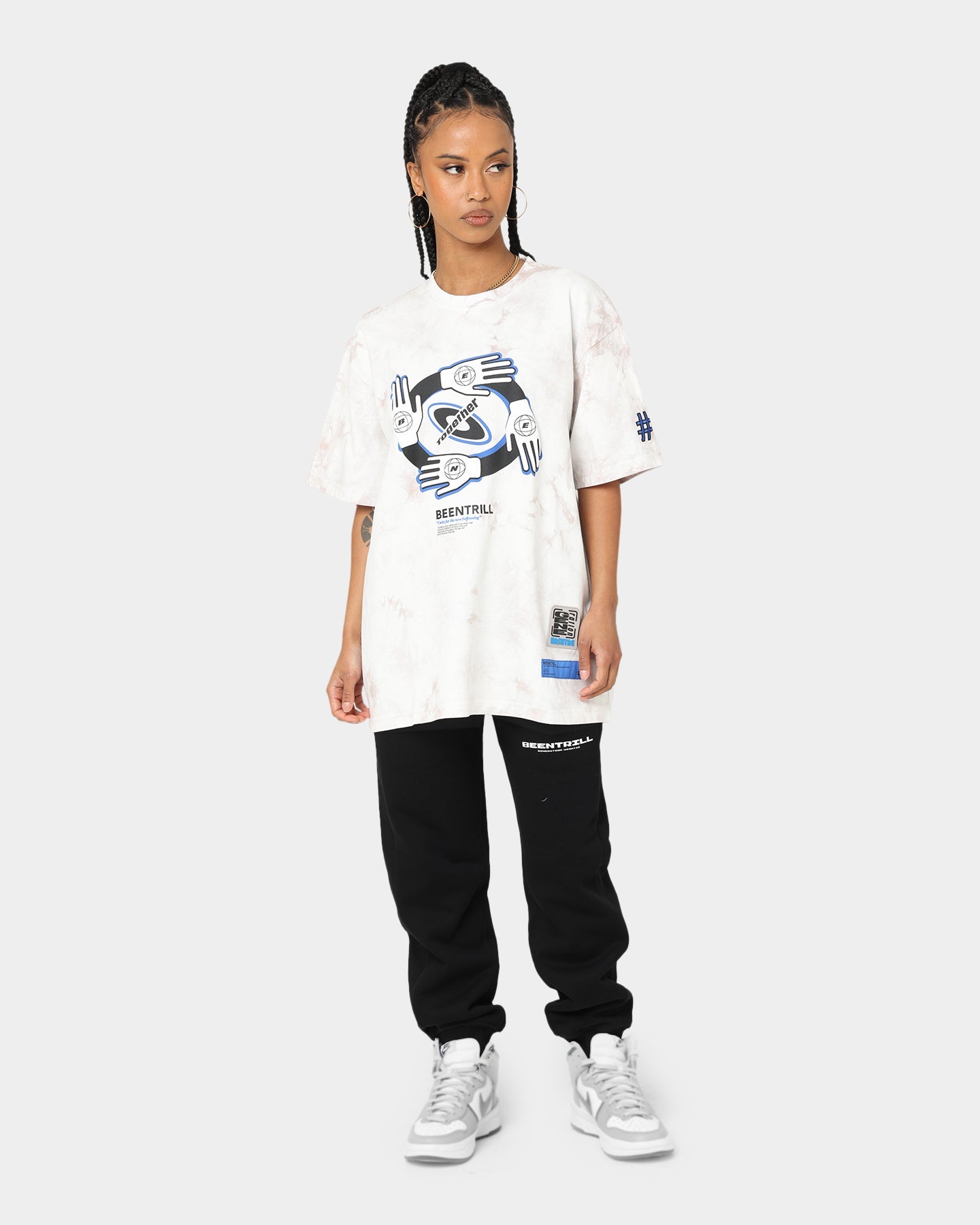 BEENTRILL Together Tie Dye T-Shirt Tie Dye Grey Style001