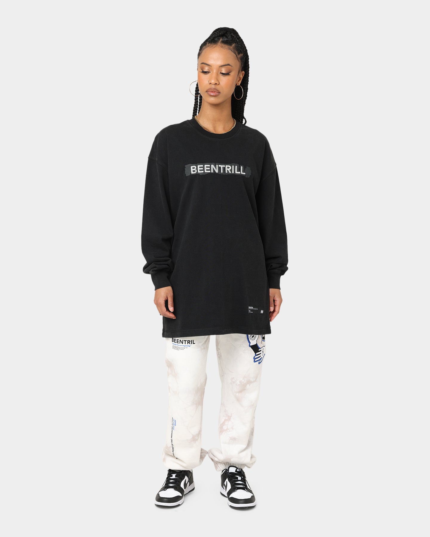 BEENTRILL Tonal Long Sleeve T-Shirt Black Style001