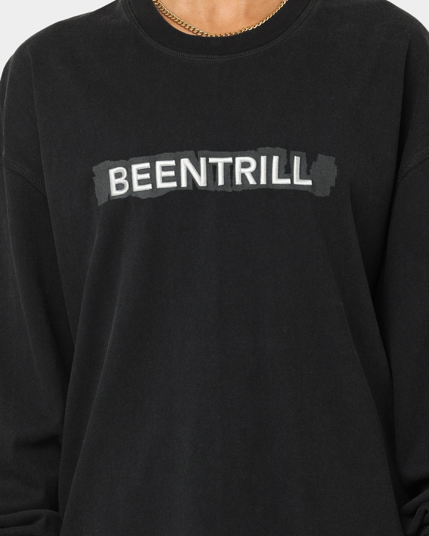 BEENTRILL Tonal Long Sleeve T-Shirt Black Style001