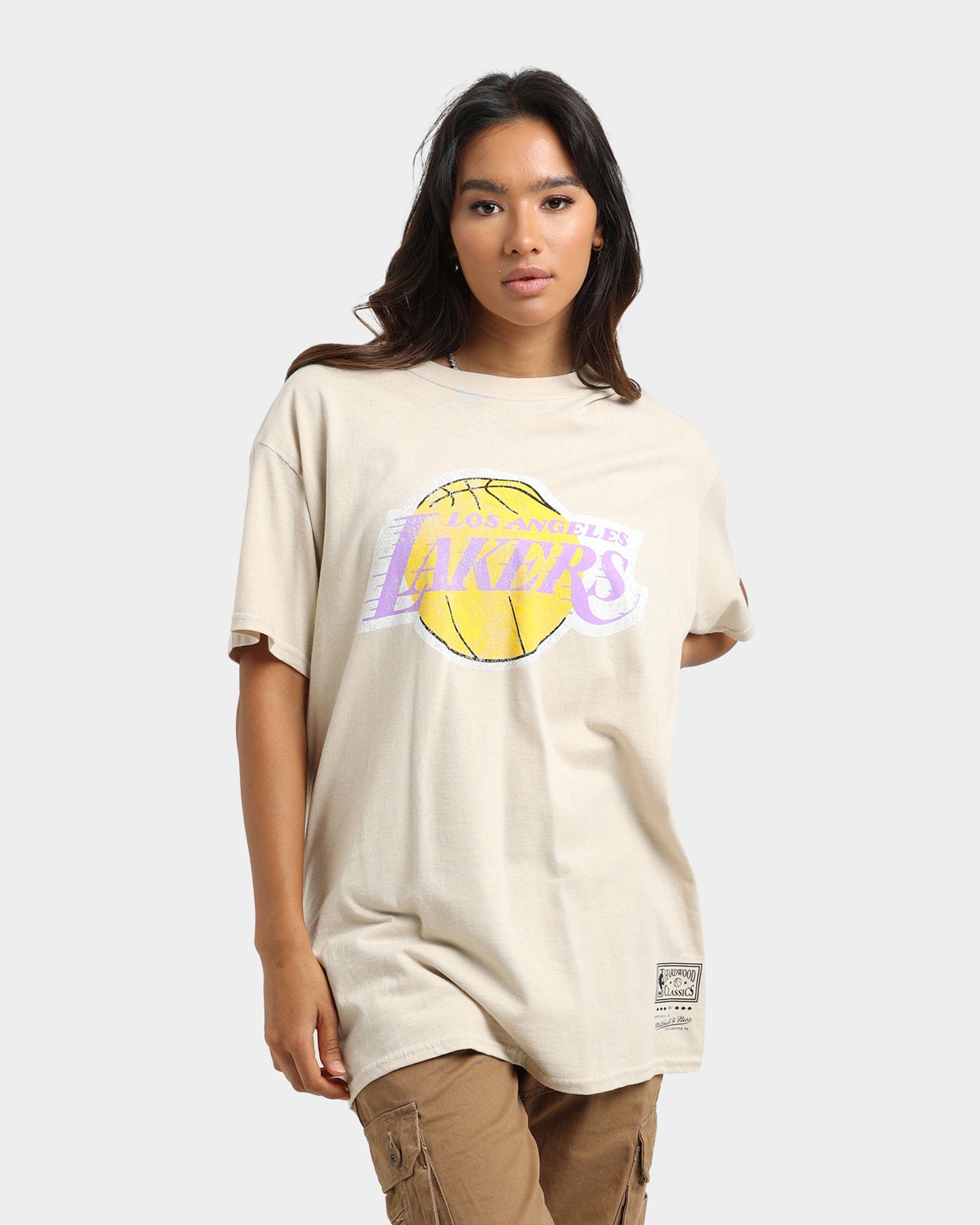 Mitchell & Ness Los Angeles Lakers Sandstone Team Logo T-Shirt Stone Style001