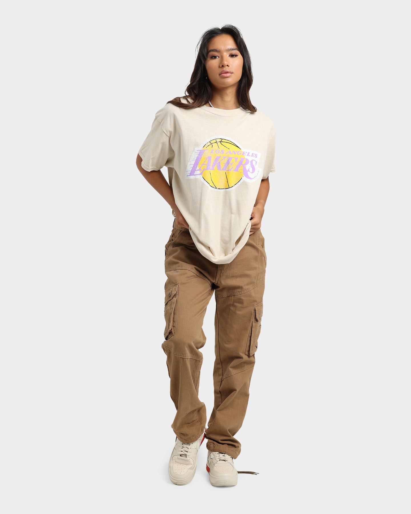Mitchell & Ness Los Angeles Lakers Sandstone Team Logo T-Shirt Stone Style001