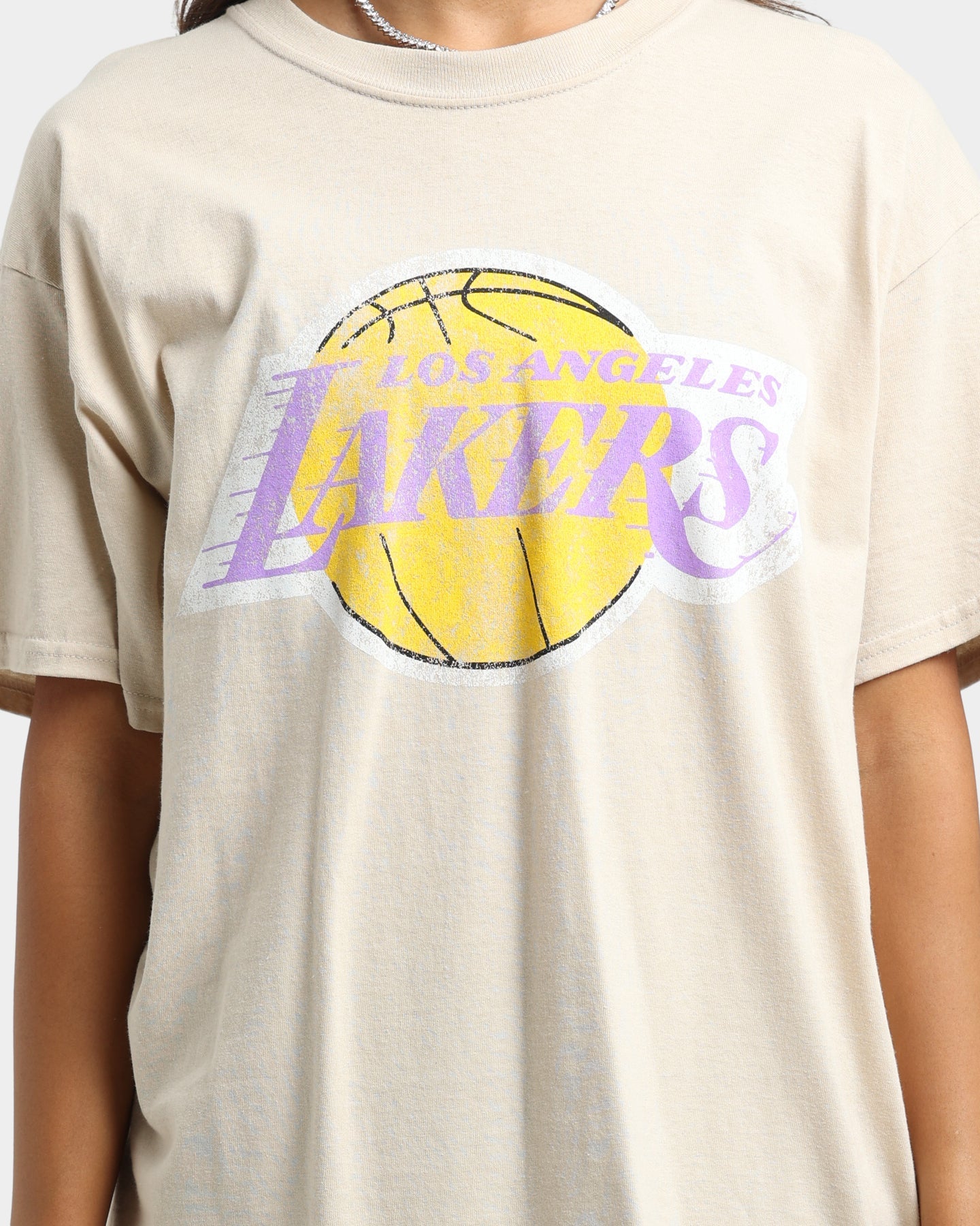 Mitchell & Ness Los Angeles Lakers Sandstone Team Logo T-Shirt Stone Style001