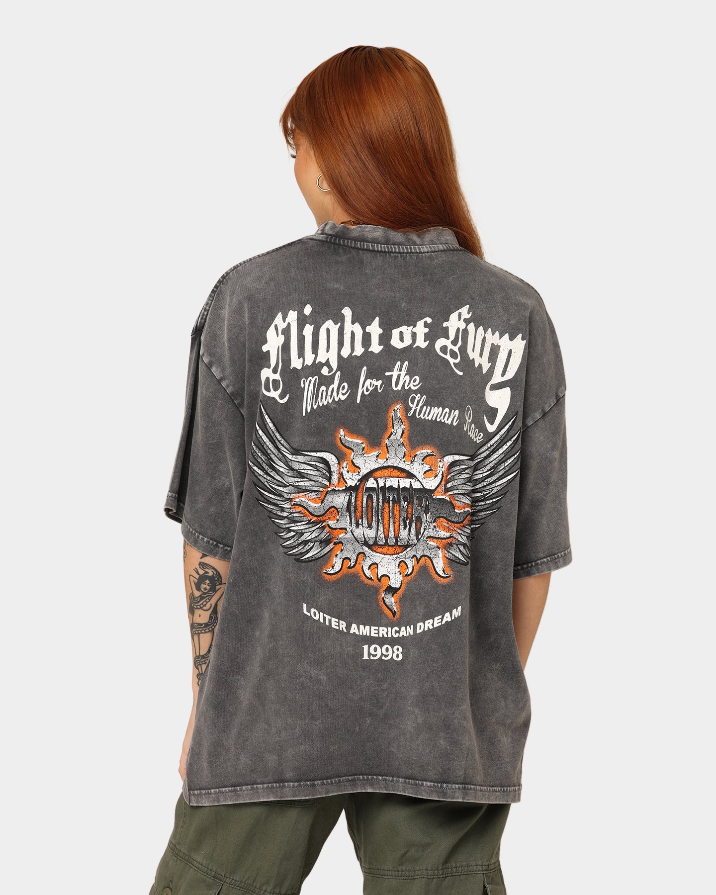 Loiter Fury Vintage T-Shirt Charcoal Style001