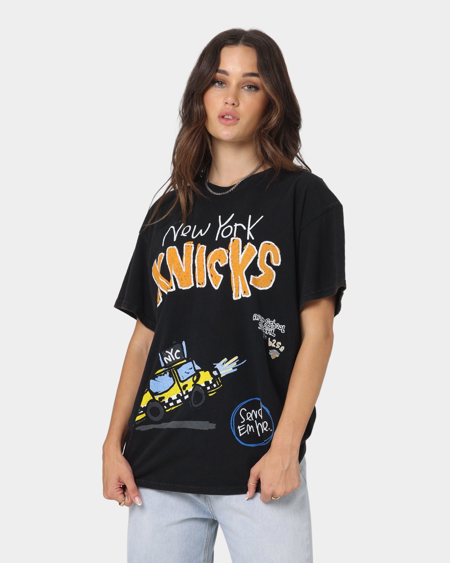 After School Special New York Knicks T-Shirt Black Wash Style001