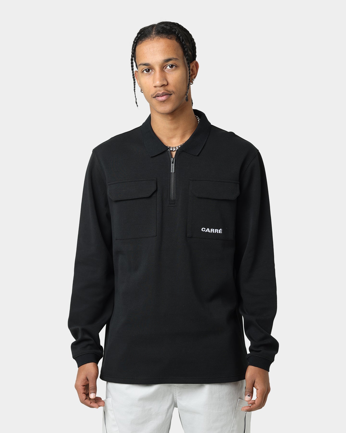 Carr√© Dominateur Cargo Long Sleeve Polo Shirt Black