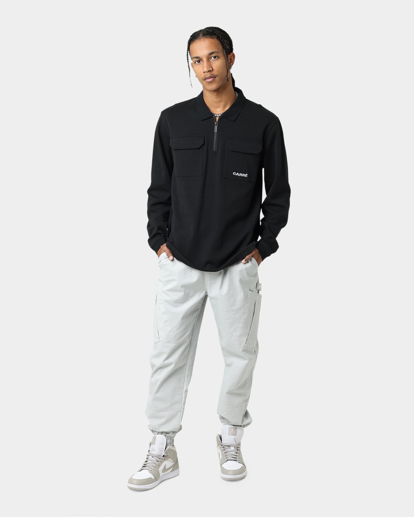 Carr√© Dominateur Cargo Long Sleeve Polo Shirt Black