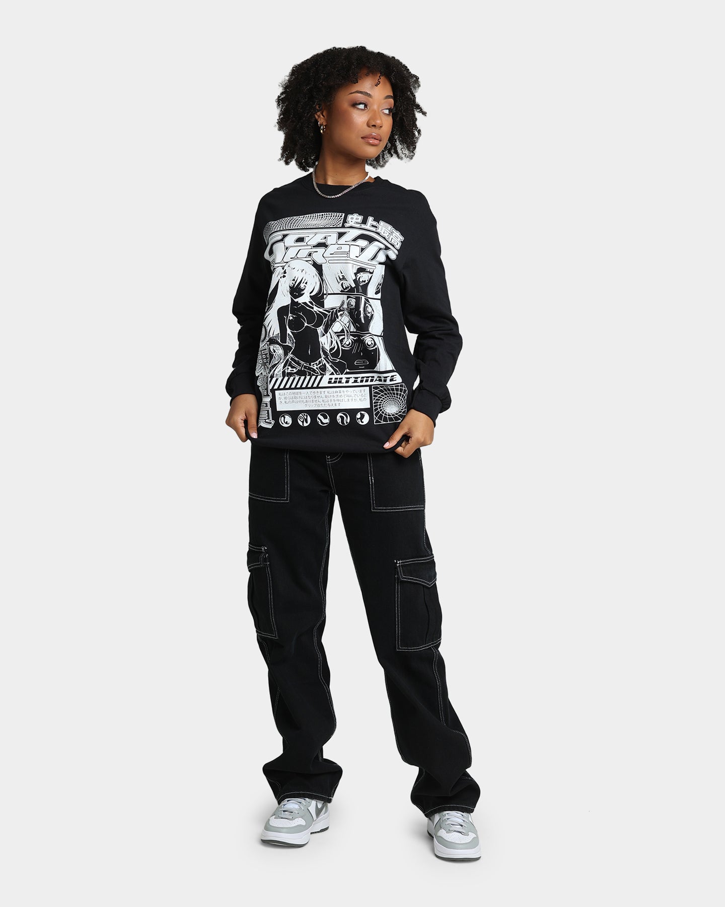 Goat Crew Anime Long Sleeve T-Shirt Black Style001