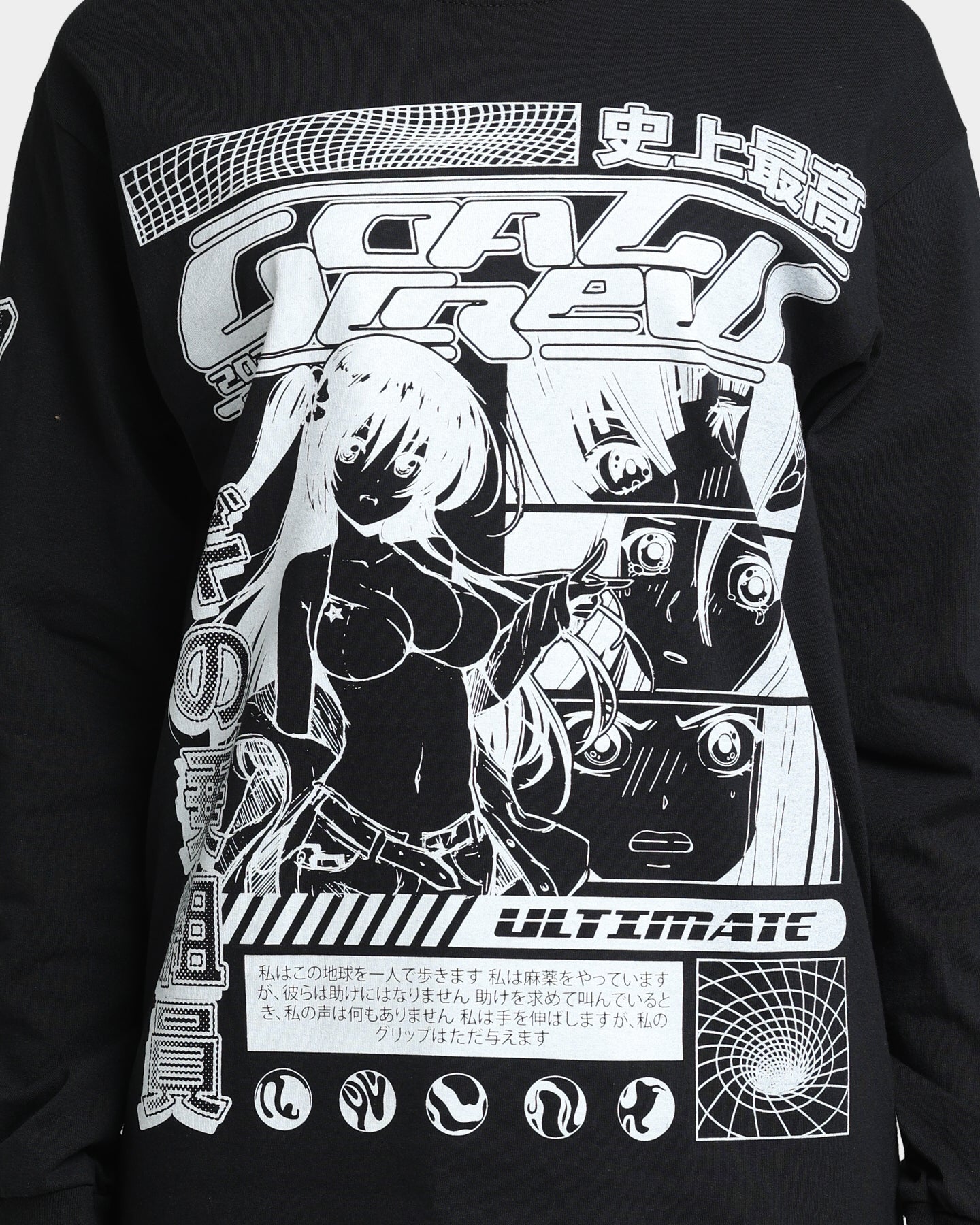 Goat Crew Anime Long Sleeve T-Shirt Black Style001