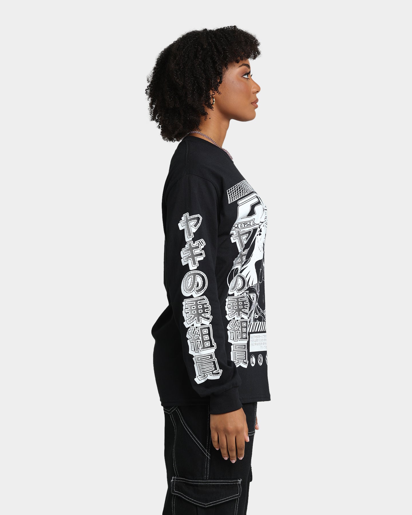 Goat Crew Anime Long Sleeve T-Shirt Black Style001
