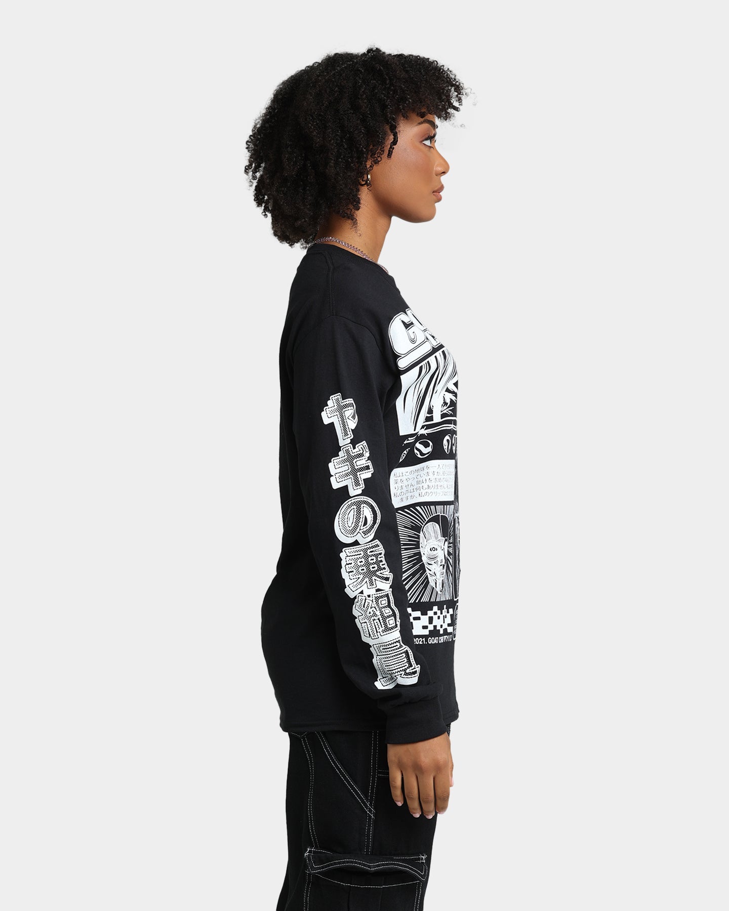 Goat Crew Harajuku Long Sleeve T-Shirt Black Style001