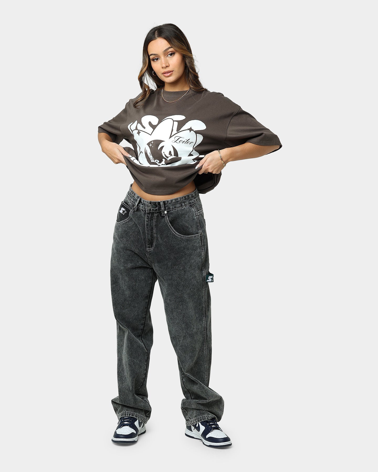 Loiter Utopia Fleur T-Shirt Charcoal Style001
