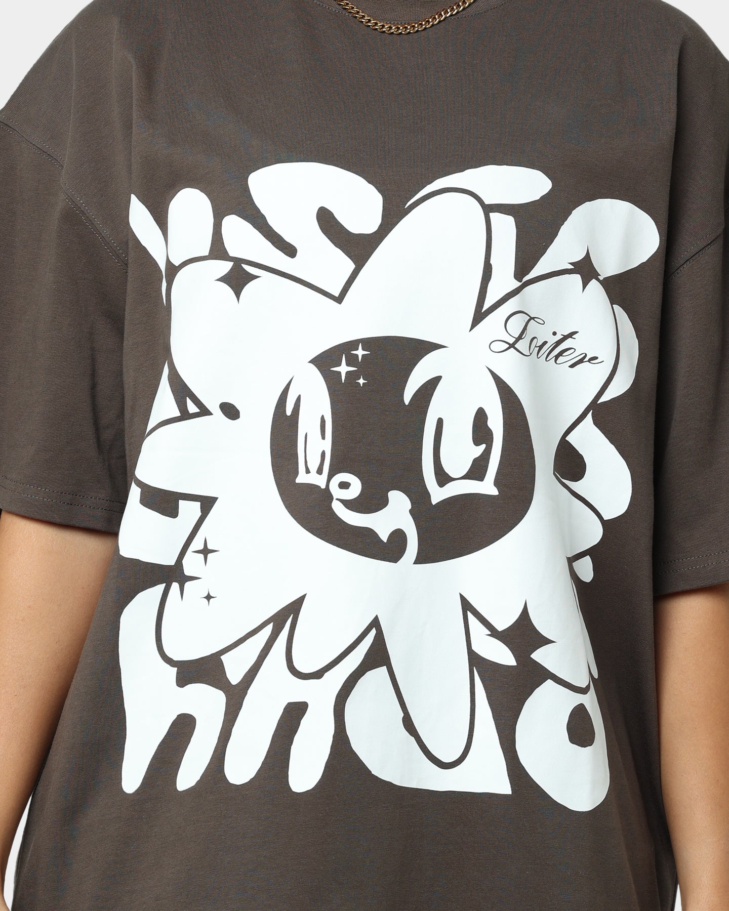 Loiter Utopia Fleur T-Shirt Charcoal Style001