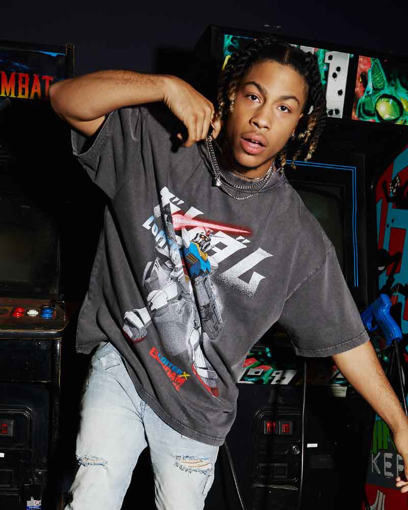 Loiter X Gundam Mecha Vintage T-Shirt Charcoal