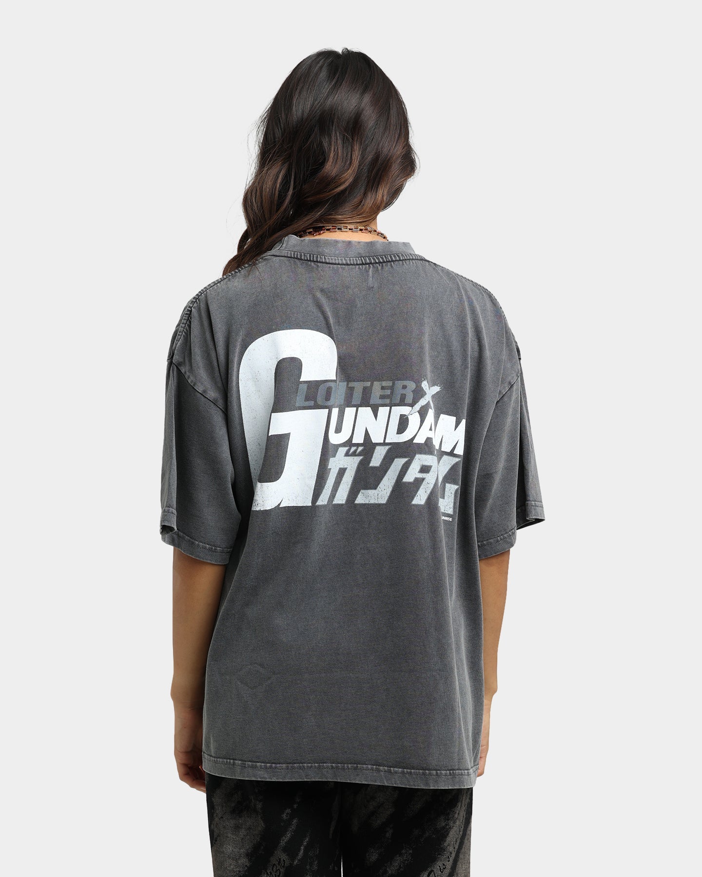 Loiter X Gundam Mecha Vintage T-Shirt Charcoal Style001